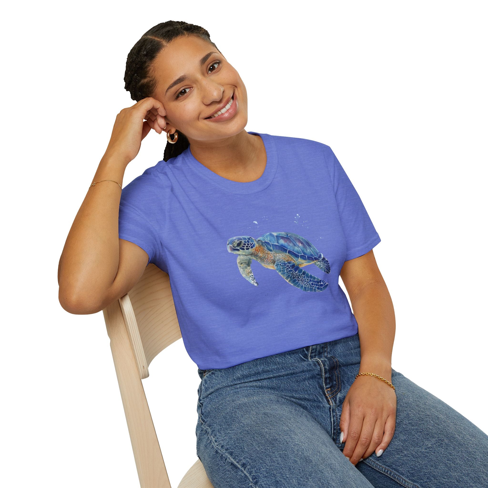 Unisex Softstyle ,T-Shirt Water Color Sea Turtle
