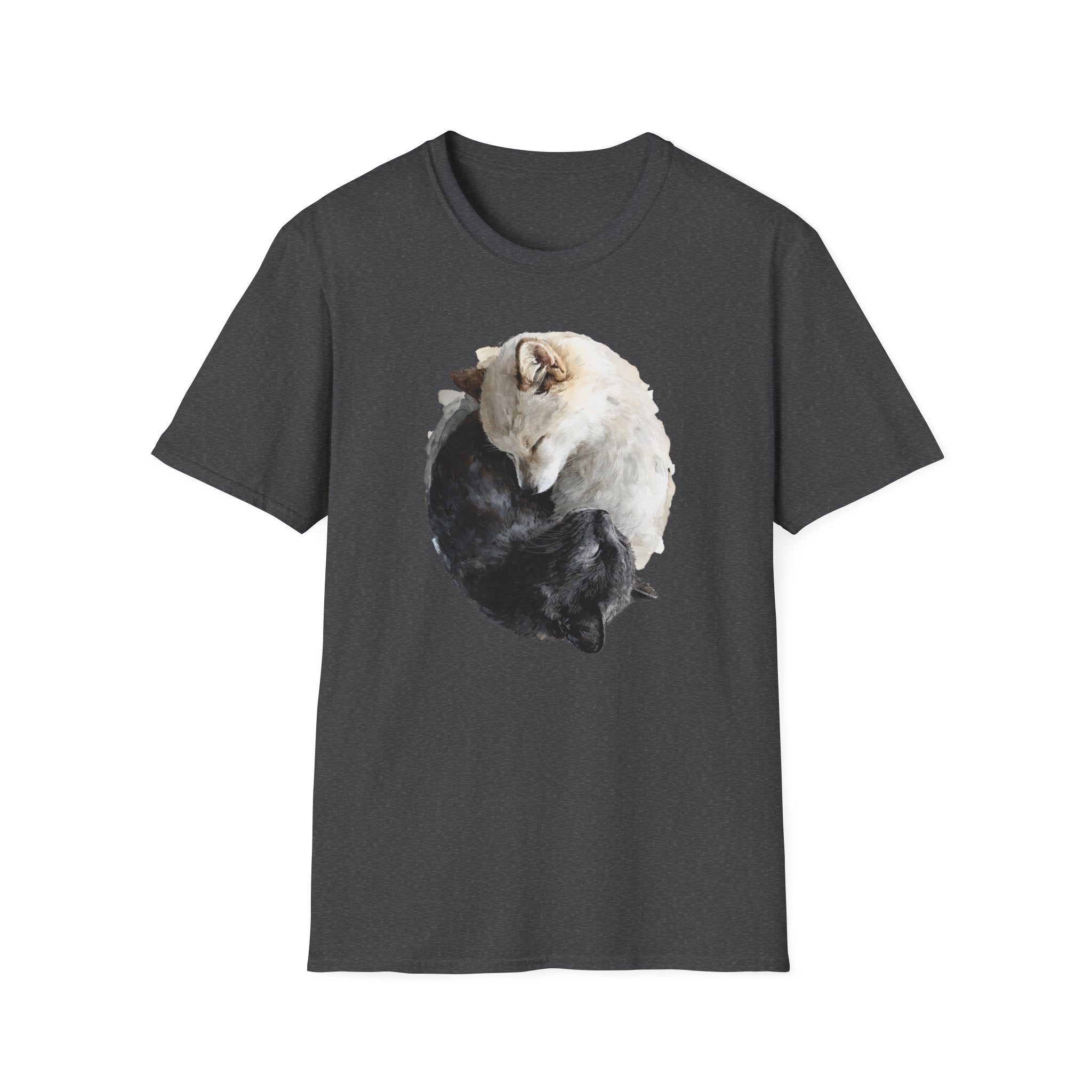 Unisex Softstyle T-Shirt, ying and yang cat and dog