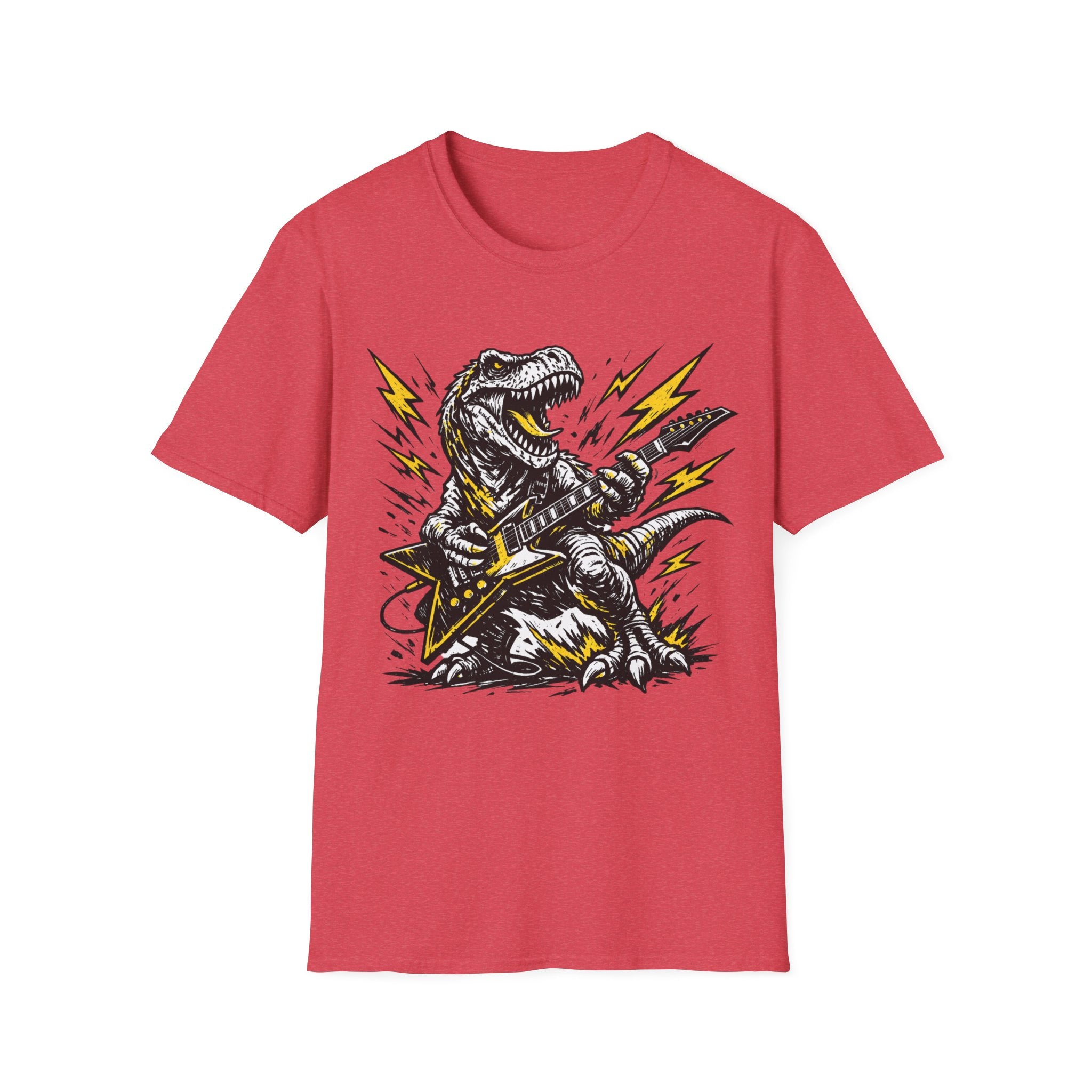 Unisex Softstyle T-Shirt, t-rex playing guitar