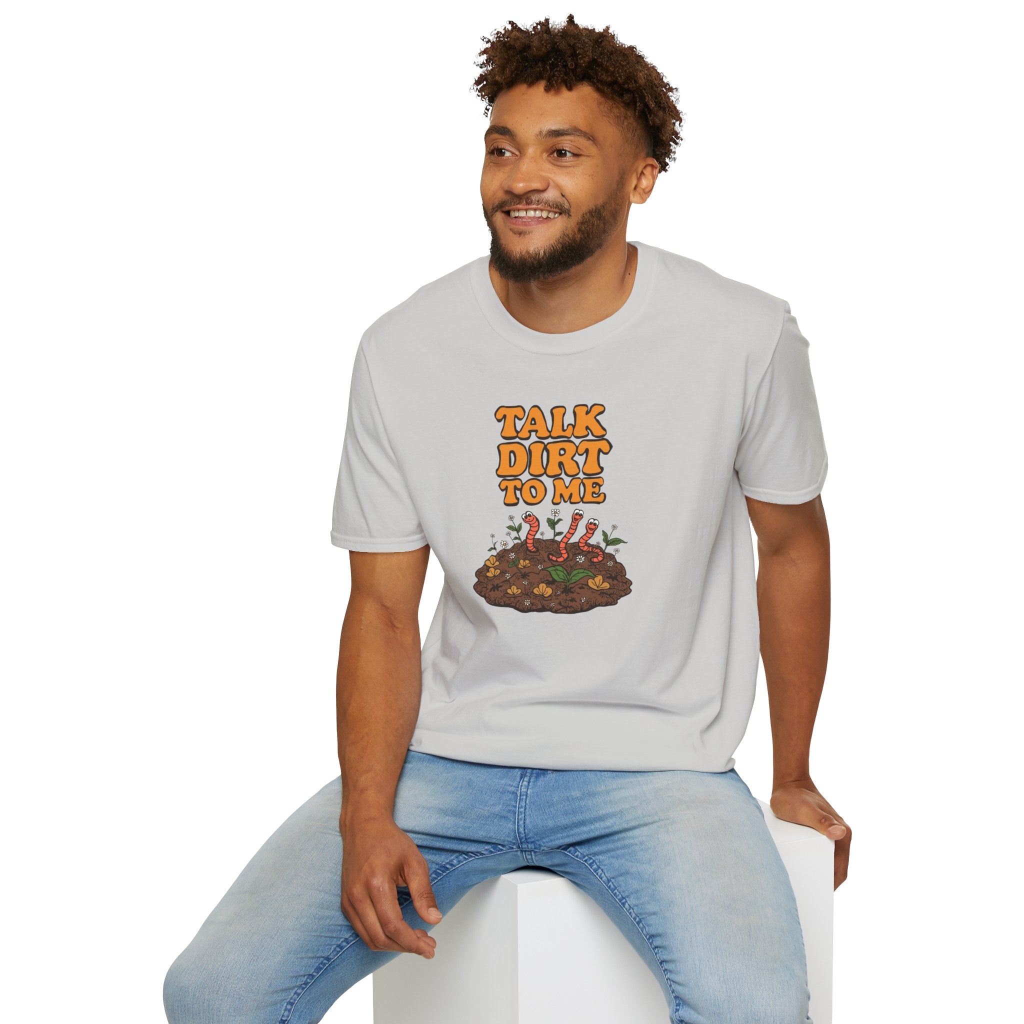 Unisex Softstyle T-Shirt,Talk Dirt To Me Shirt, Funny Gardener T-Shirt, Retro Gardening Tee, Plant Lover Gift, Spring Garden Shirt Women Men