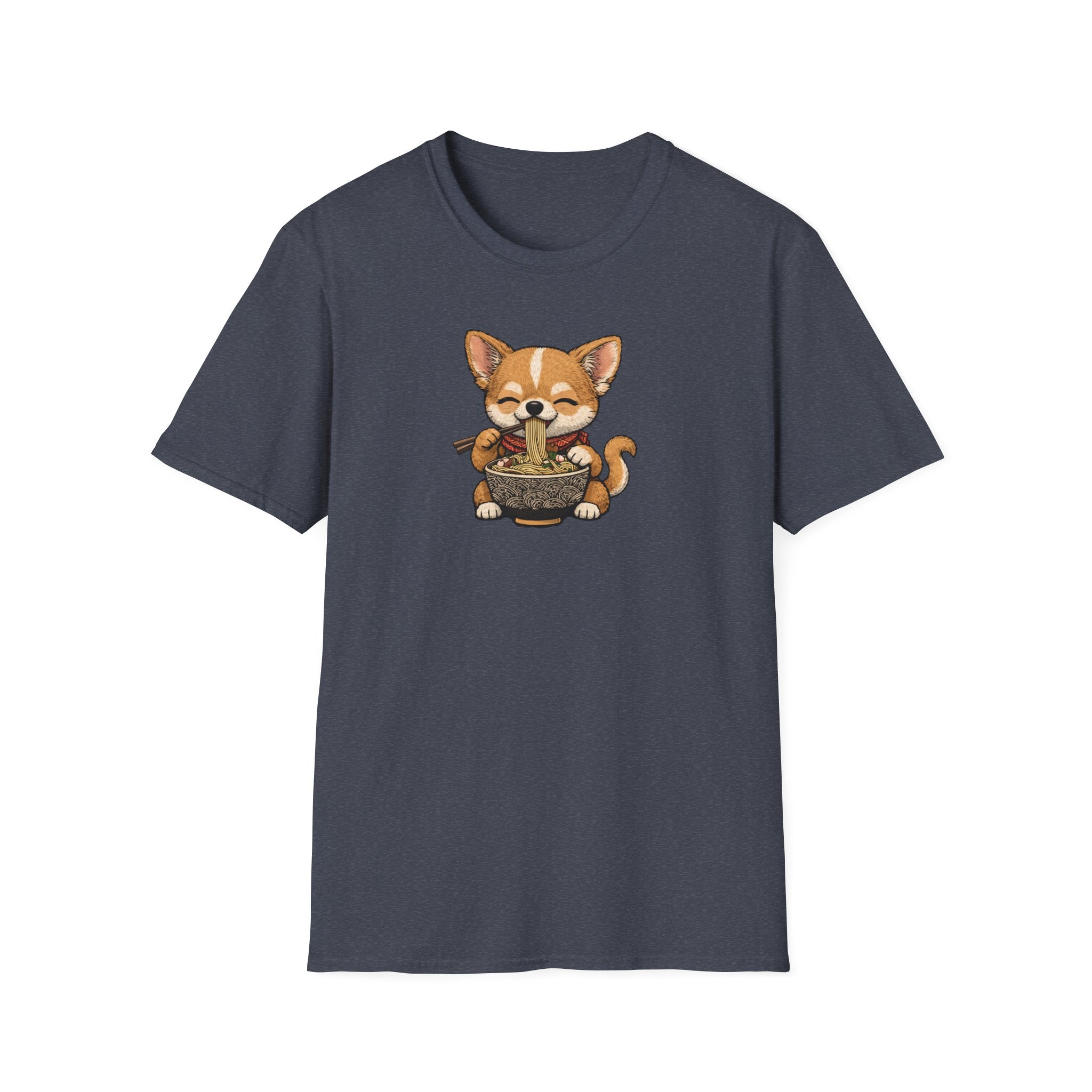 Unisex Softstyle T-Shirt, ramen eating dog