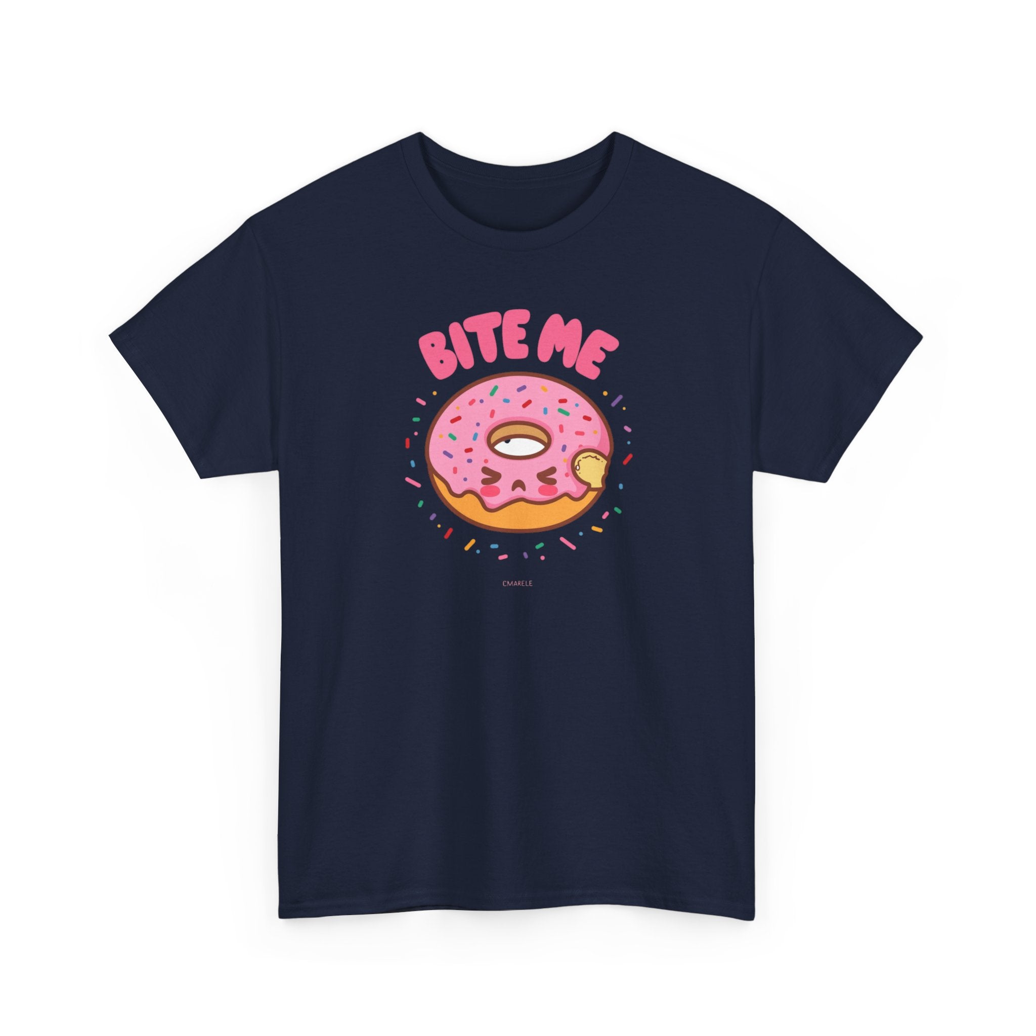 Unisex Heavy Cotton Tee,Bite Me Donut Shirt, Funny Food Tee, Cute Kawaii Donut T-Shirt, Sweet Humor Shirt, Bakery Lover Gift