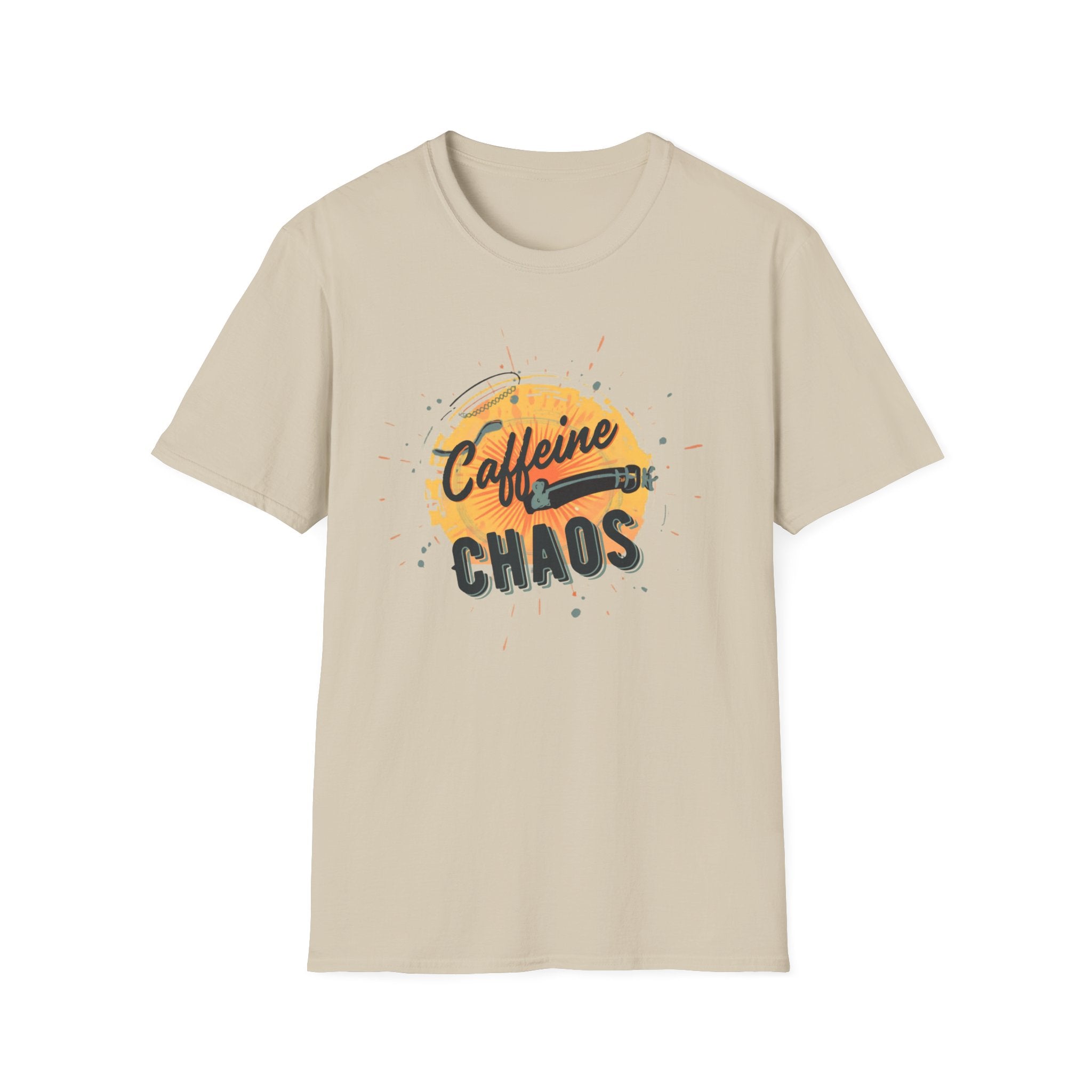 Unisex Softstyle T-Shirt, Caffeine and Chaos Shirt, Coffee Mom Tee, Funny Mom Life Shirt