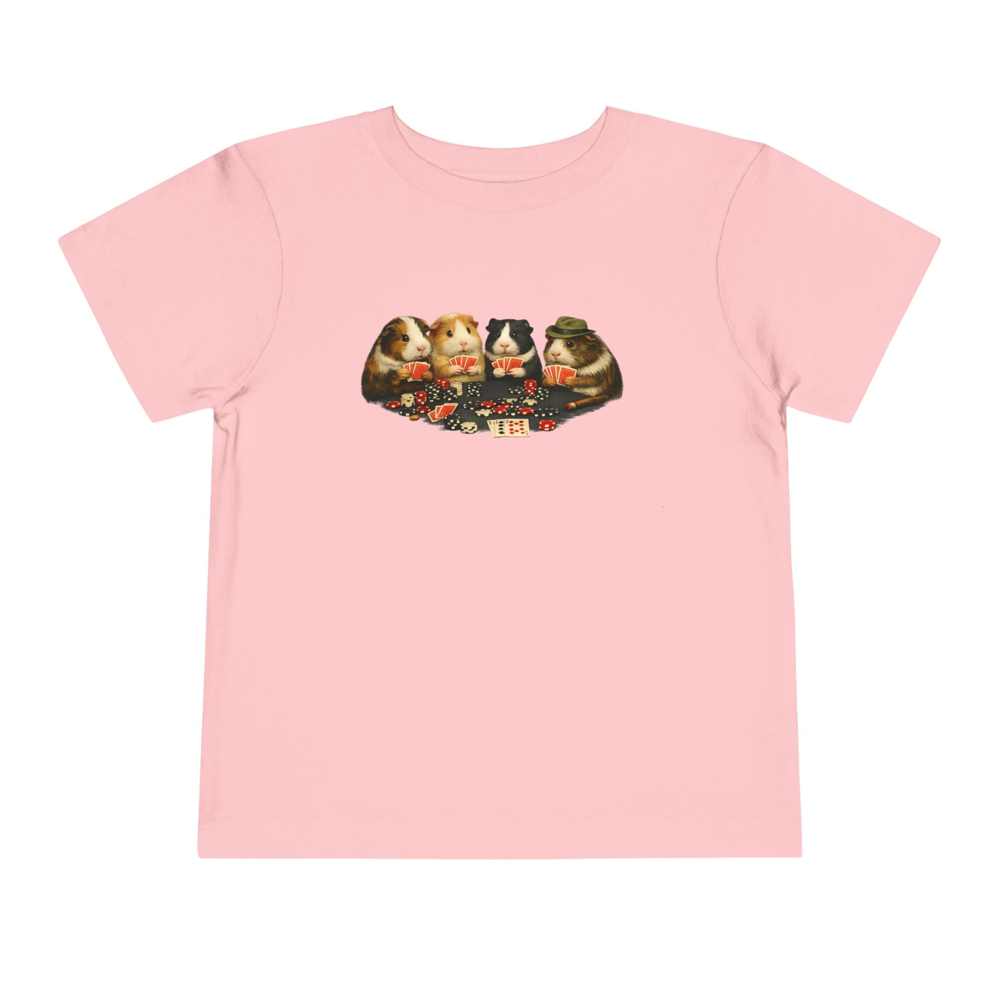 Toddler Short Sleeve Tee,Guinea Pig Meme Shirt, Animals Playing Cards Graphic Tee Funny Pet Lover Shirt, Guinea Pigs Playing Poker Design