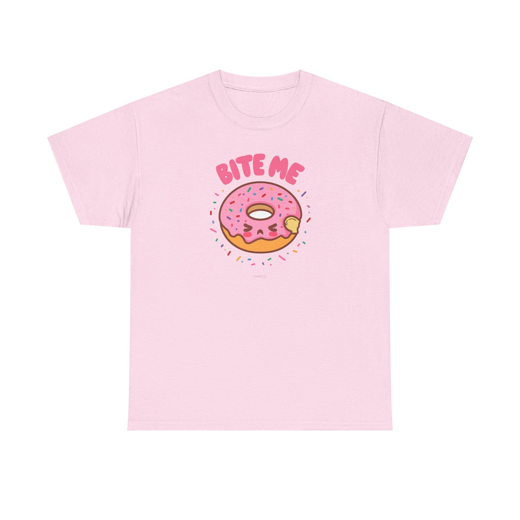 Unisex Heavy Cotton Tee,Bite Me Donut Shirt, Funny Food Tee, Cute Kawaii Donut T-Shirt, Sweet Humor Shirt, Bakery Lover Gift