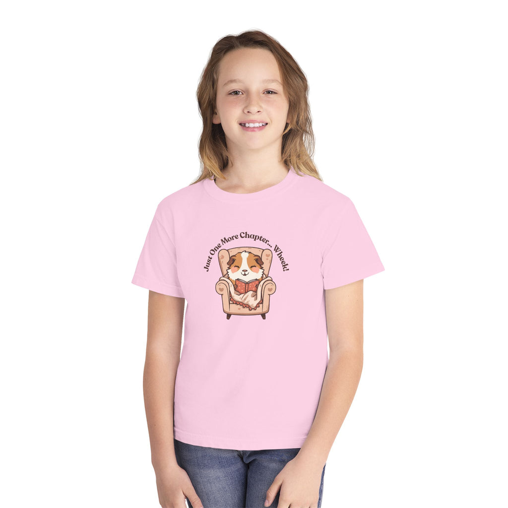 Youth Midweight Tee, guinea pig reading