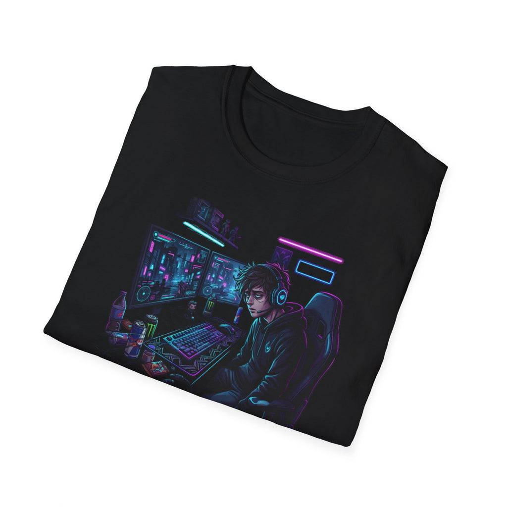 Unisex Softstyle T-Shirt, Forgive Me For I Have Sinned Gamer Shirt, One More Game Tee, Funny Gaming T-Shirt, Gamer Gift Idea, Neon Gaming Shirt