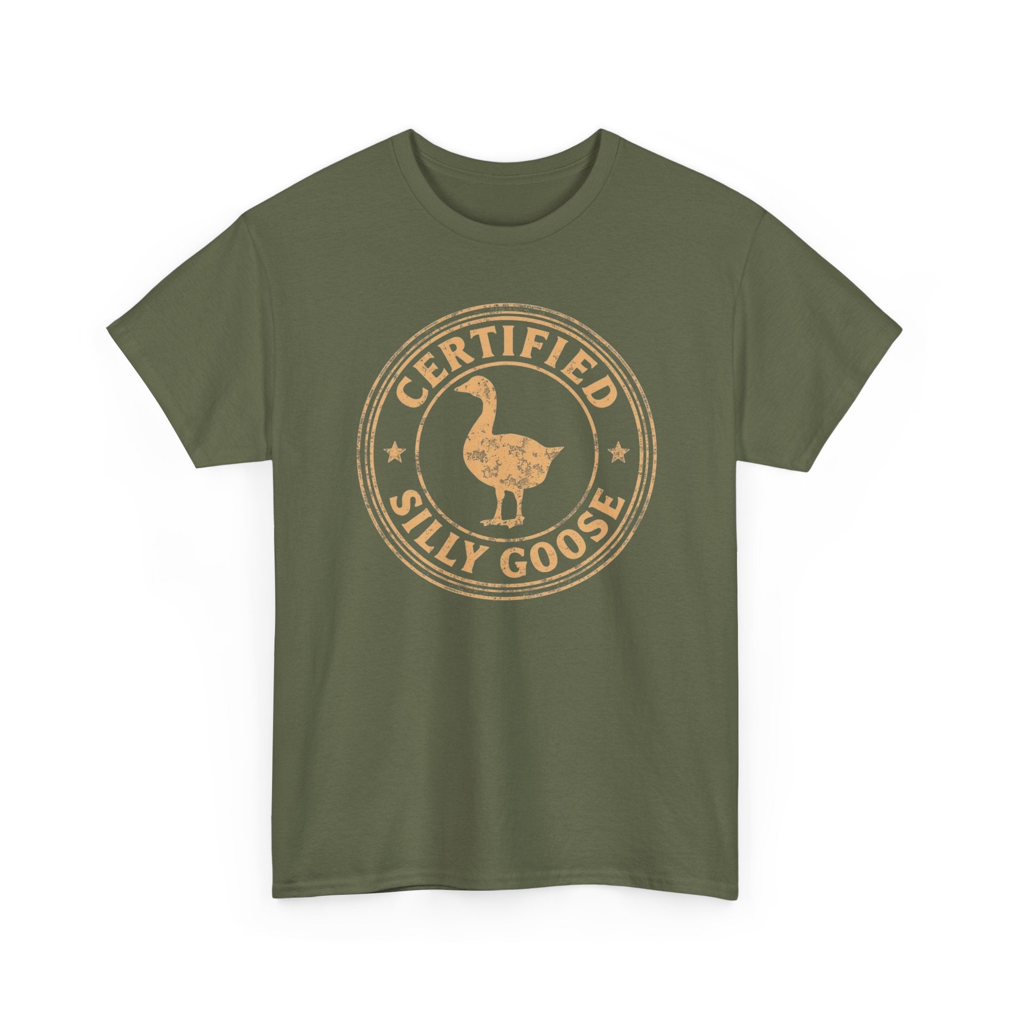 Unisex Heavy Cotton Tee, Certified Silly Goose Shirt, Funny Badge Tee, Goose Humor Shirt, Retro Stamp Design Shirt, Gift Idea