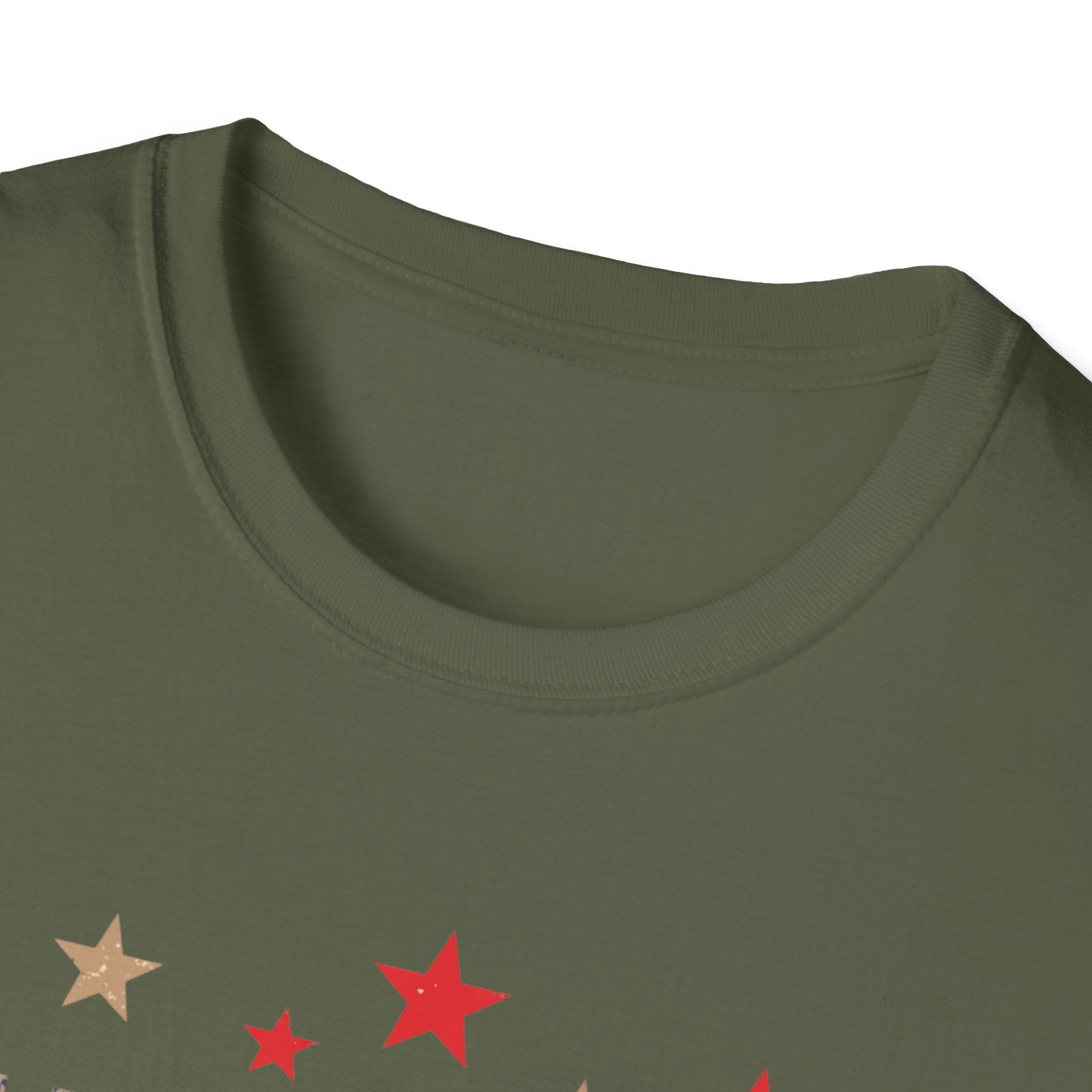 Unisex Softstyle T-Shirt, Happy Independence Day Minimal Shirt, Modern Patriotic Tee, Simple USA Shirt