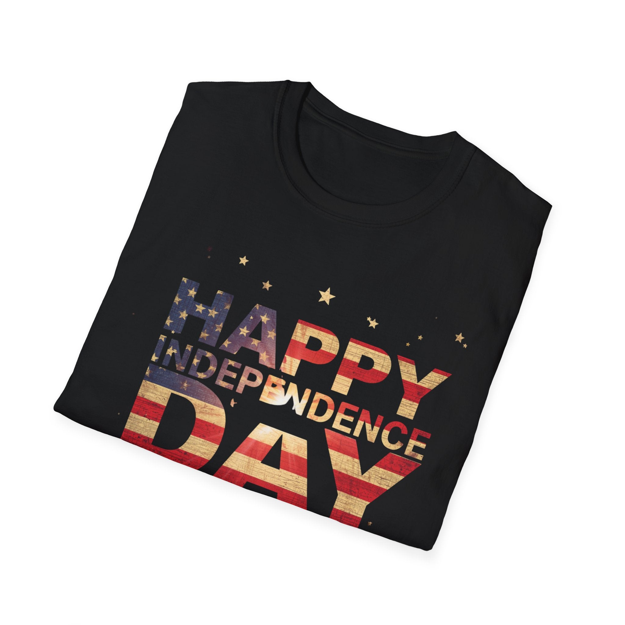 Unisex Softstyle T-Shirt, Happy Independence Day Minimal Shirt, Modern Patriotic Tee, Simple USA Shirt
