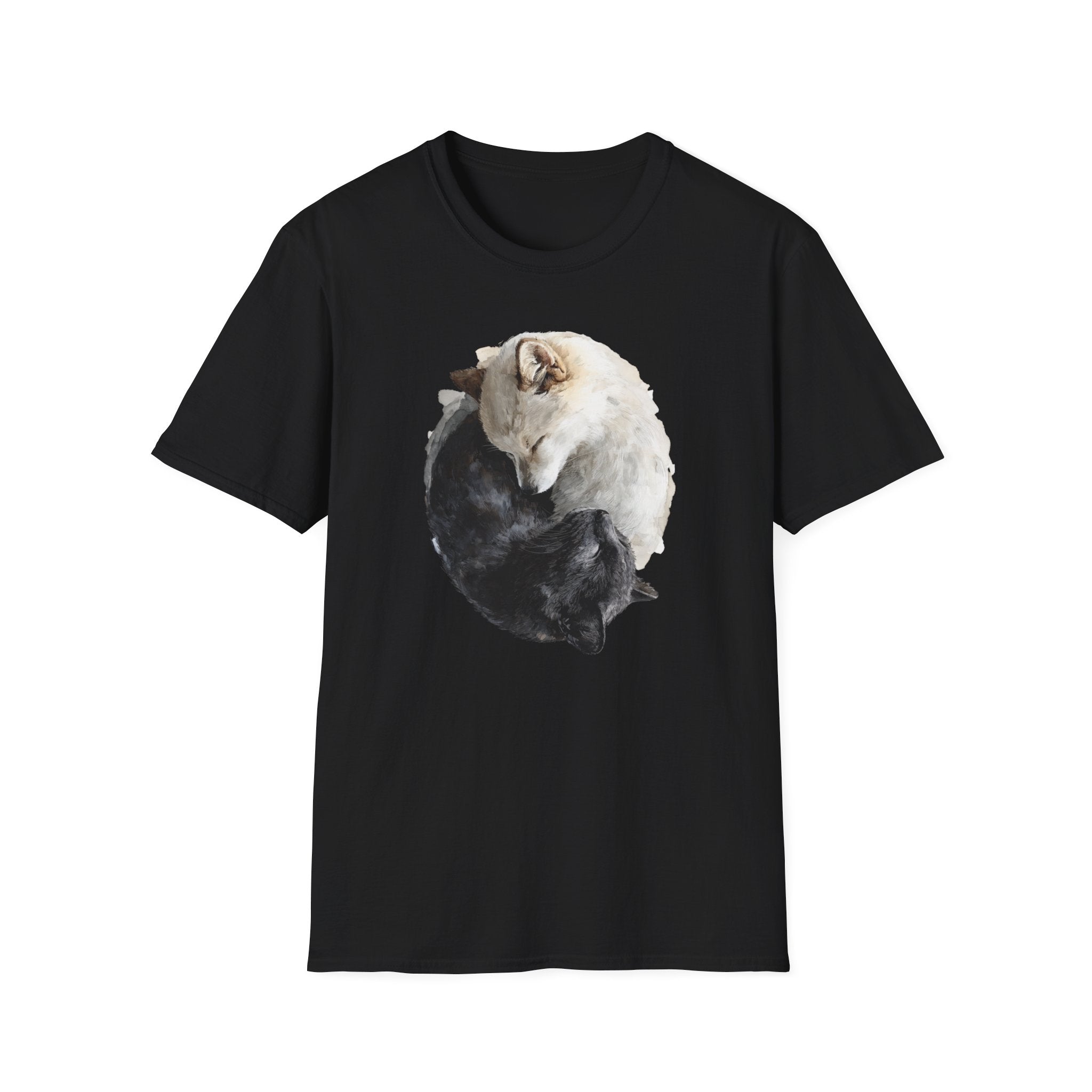 Unisex Softstyle T-Shirt, ying and yang cat and dog