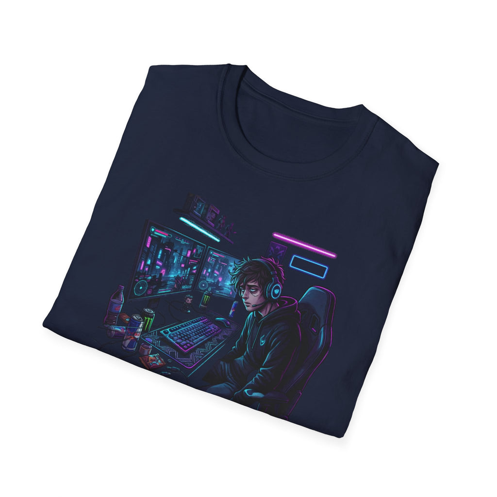Unisex Softstyle T-Shirt, Forgive Me For I Have Sinned Gamer Shirt, One More Game Tee, Funny Gaming T-Shirt, Gamer Gift Idea, Neon Gaming Shirt