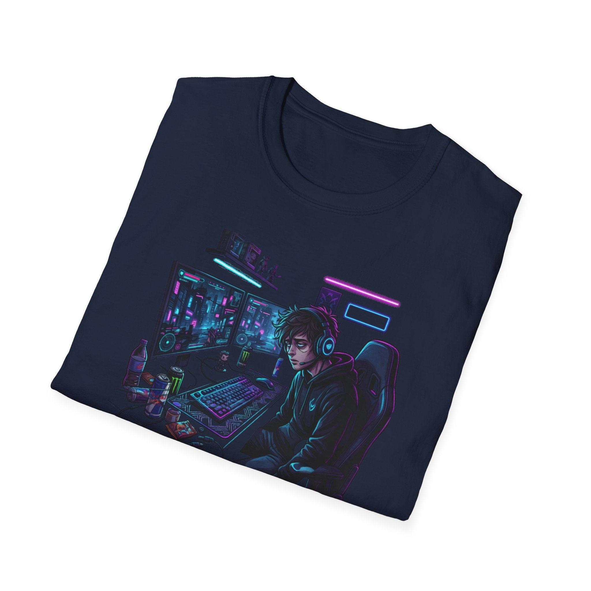 Unisex Softstyle T-Shirt, Forgive Me For I Have Sinned Gamer Shirt, One More Game Tee, Funny Gaming T-Shirt, Gamer Gift Idea, Neon Gaming Shirt
