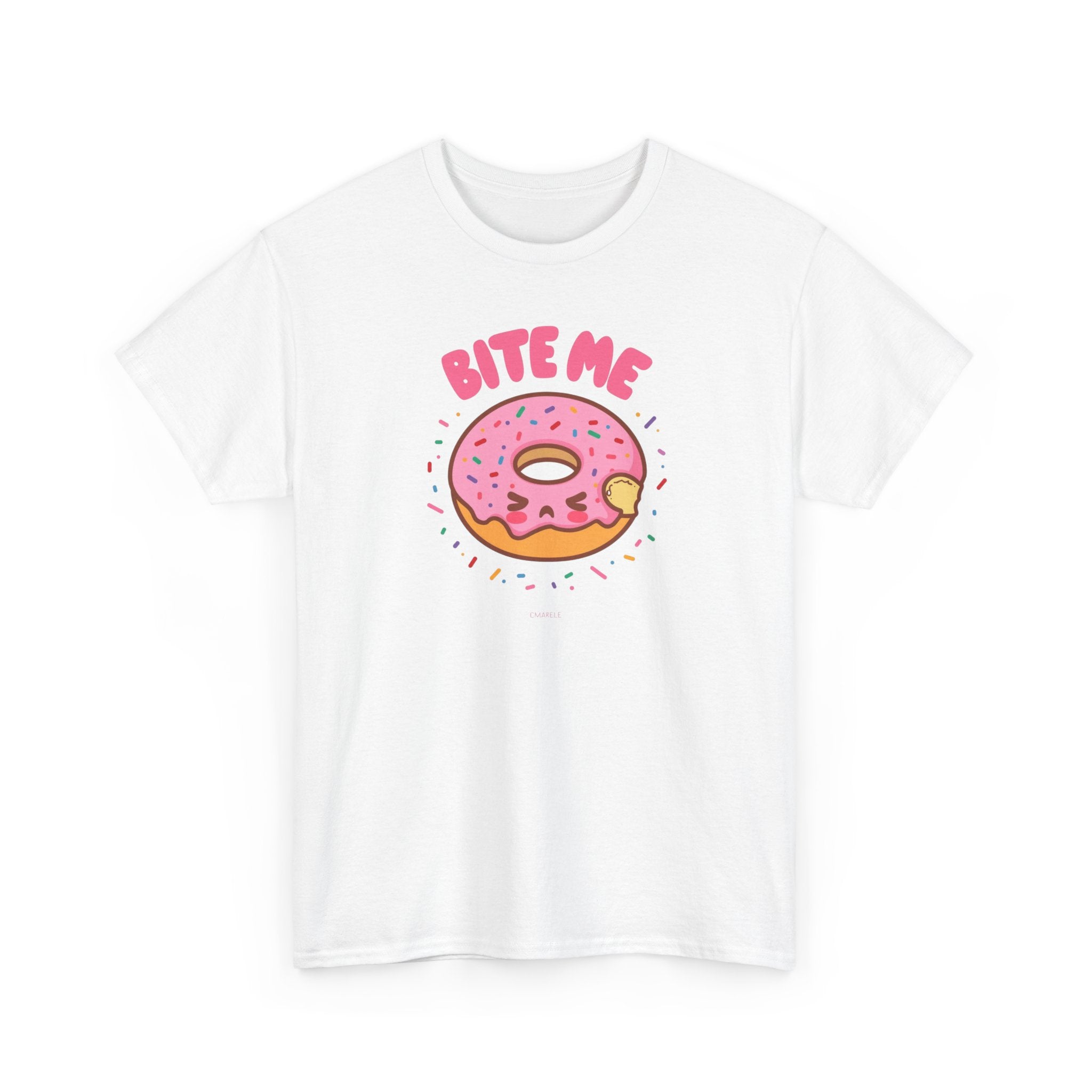 Unisex Heavy Cotton Tee,Bite Me Donut Shirt, Funny Food Tee, Cute Kawaii Donut T-Shirt, Sweet Humor Shirt, Bakery Lover Gift
