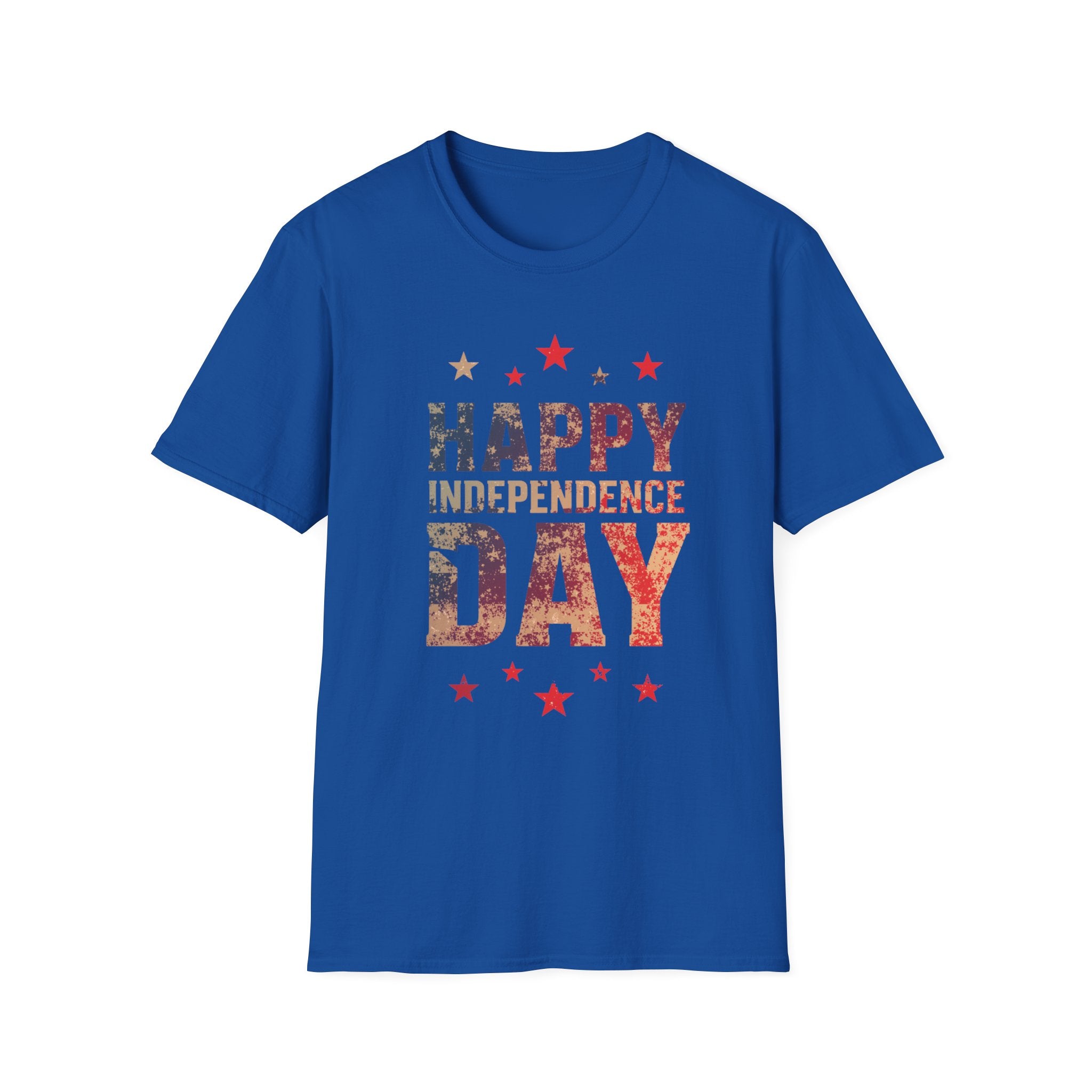 Unisex Softstyle T-Shirt, Happy Independence Day Minimal Shirt, Modern Patriotic Tee, Simple USA Shirt
