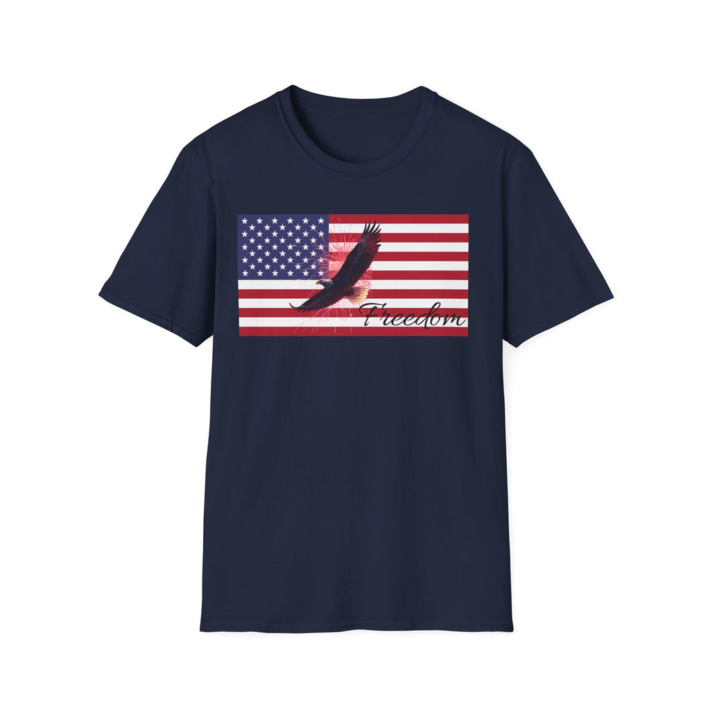 Unisex Softstyle T-Shirt, Red White and Boom Shirt, Funny 4th of July Trump Tee, Patriotic Eagle Fireworks Shirt, USA Party Shirt