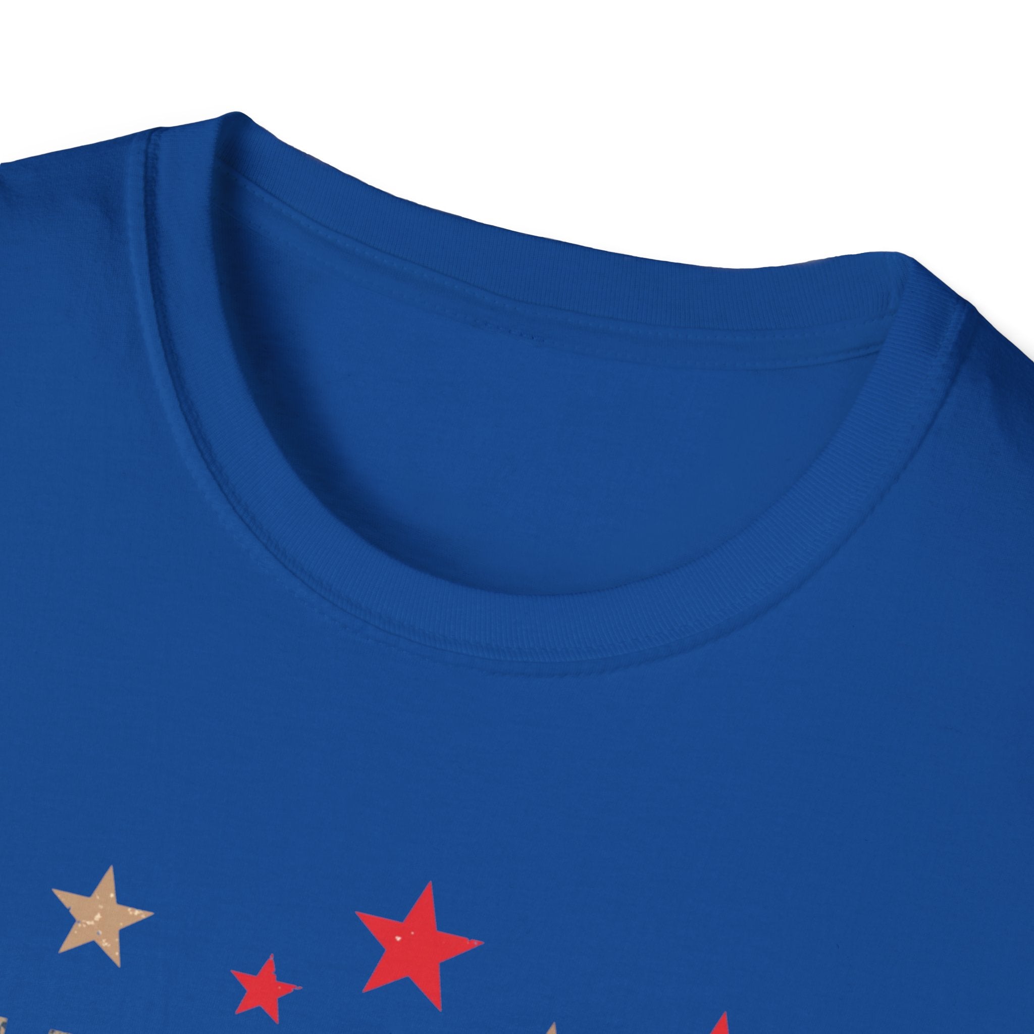 Unisex Softstyle T-Shirt, Happy Independence Day Minimal Shirt, Modern Patriotic Tee, Simple USA Shirt