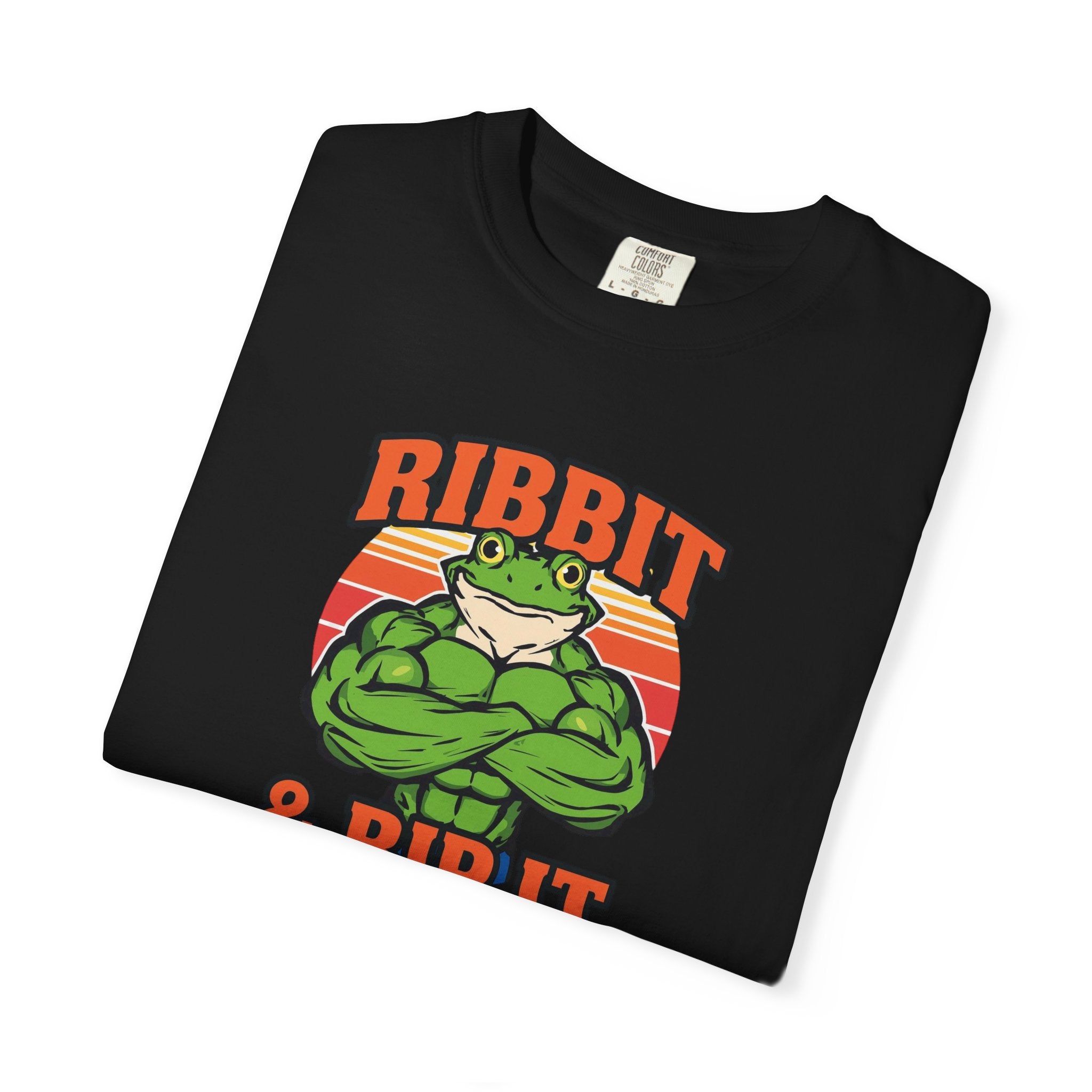 Unisex Garment-Dyed T-shirt,Bodybuilder frog flexing.