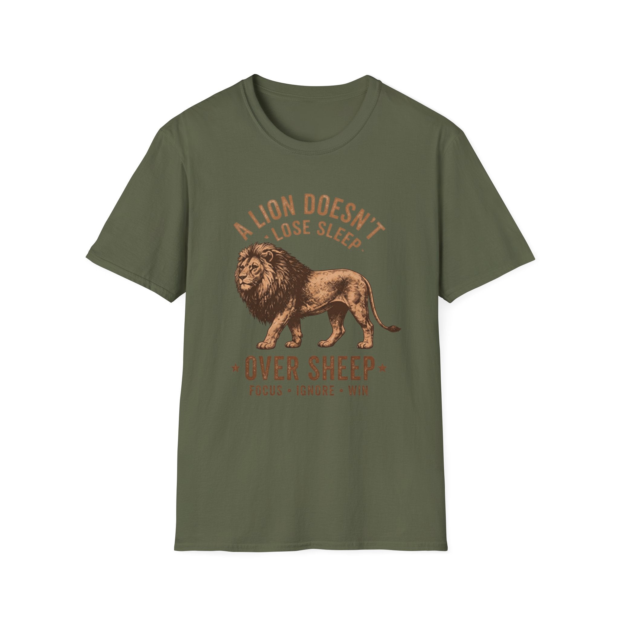 Unisex Softstyle T-Shirt, King Mode No Competition T-Shirt, Lion Motivation Shirt, Alpha Mindset Tee, Gym Shirt for Men, Bold Lion Graphic Tee, Gift for Him
