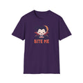 Unisex Softstyle T-Shirt,Bite Me Vampire Shirt, Cute Halloween Tee, Funny Spooky Shirt, Chibi Vampire T-Shirt, Gothic Funny Tee