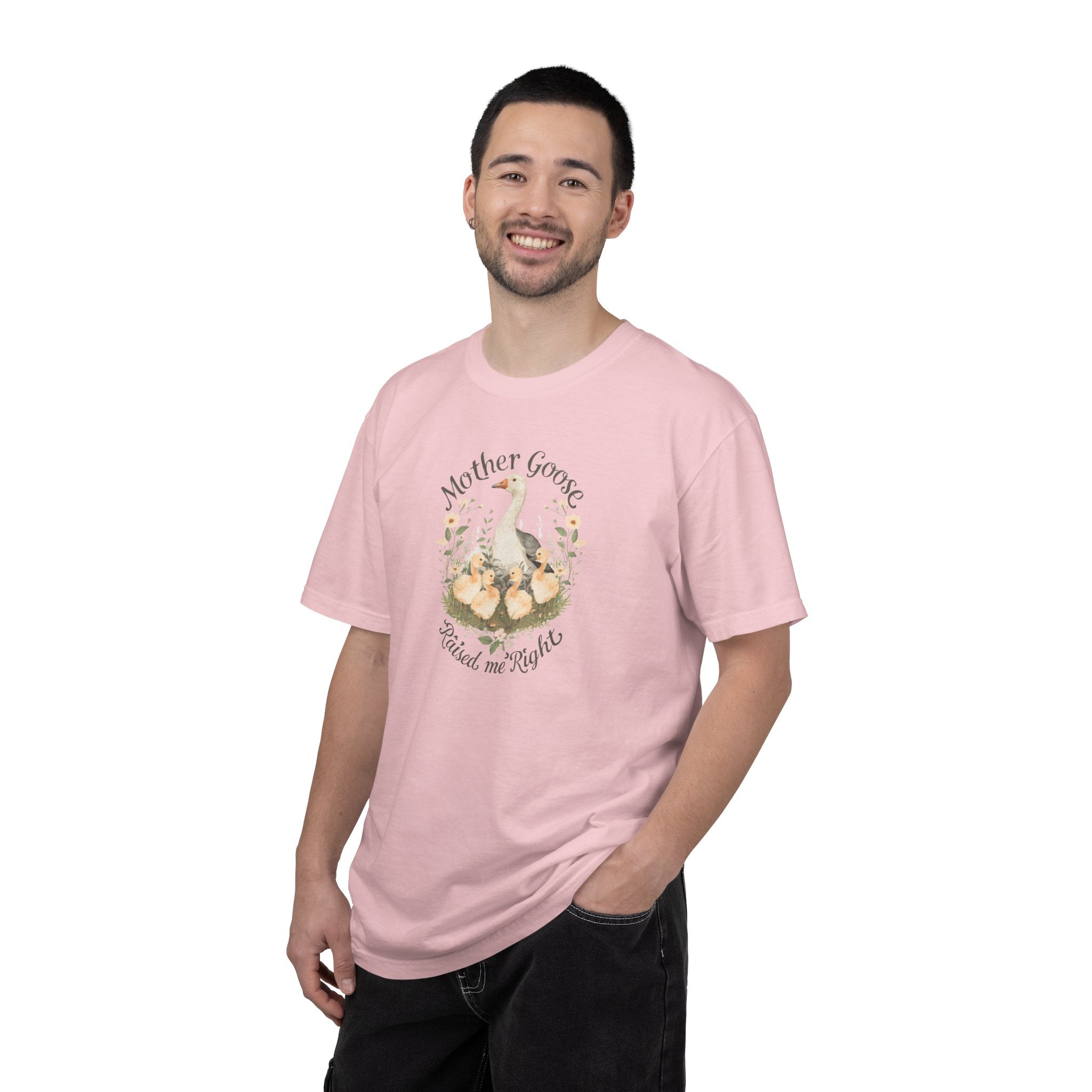 Unisex Garment-Dyed T-shirt, Mother Goose Raised Me Right Shirt, Cute Mom Shirt, Mother’s Day Gift, Goose Family Tee, Sweet Mom Shirt