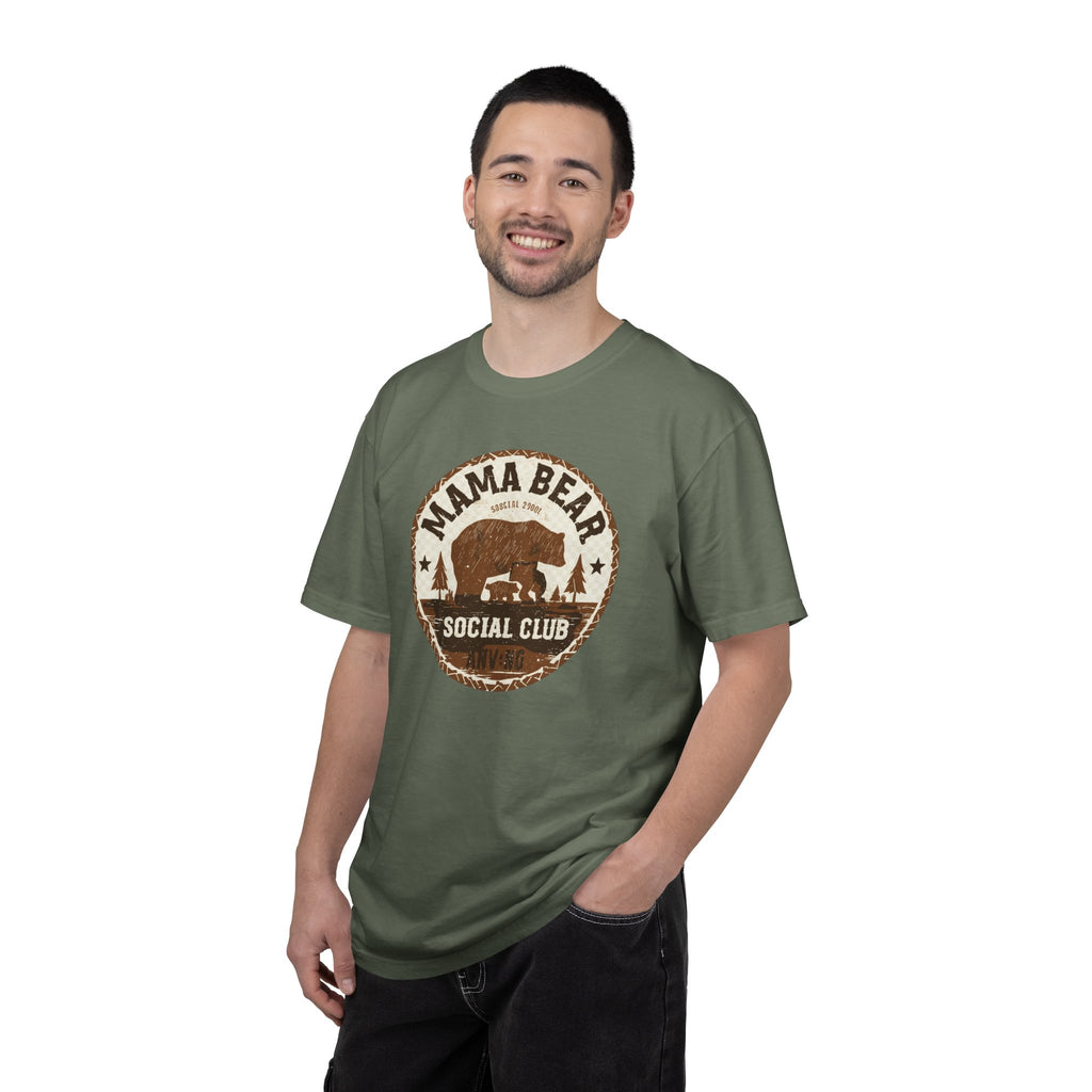 Unisex Garment-Dyed T-shirt, Mama Bear Social Club Shirt, Mama Bear Tee, Cute Mom Gift
