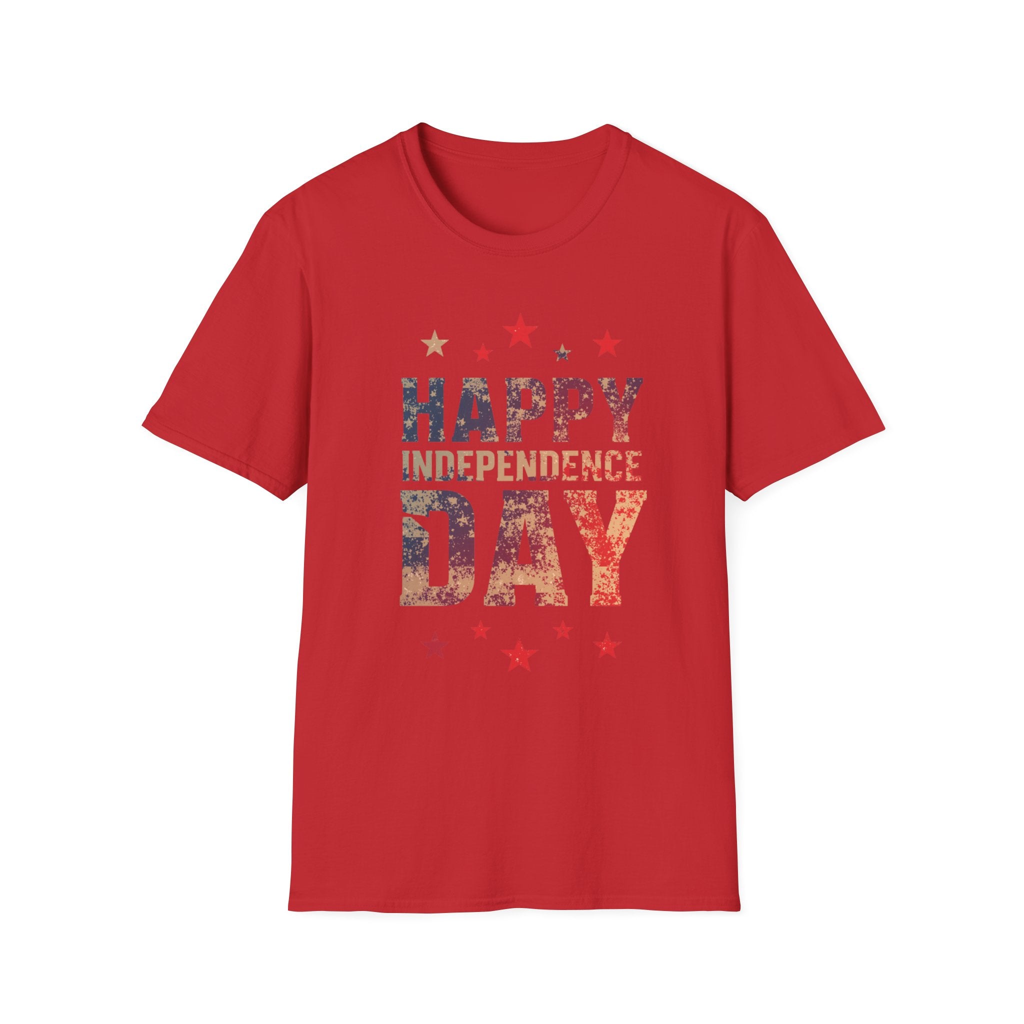 Unisex Softstyle T-Shirt, Happy Independence Day Minimal Shirt, Modern Patriotic Tee, Simple USA Shirt