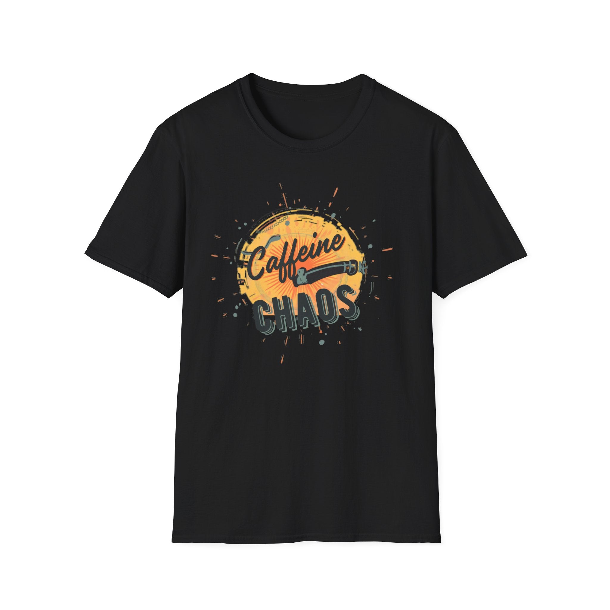 Unisex Softstyle T-Shirt, Caffeine and Chaos Shirt, Coffee Mom Tee, Funny Mom Life Shirt