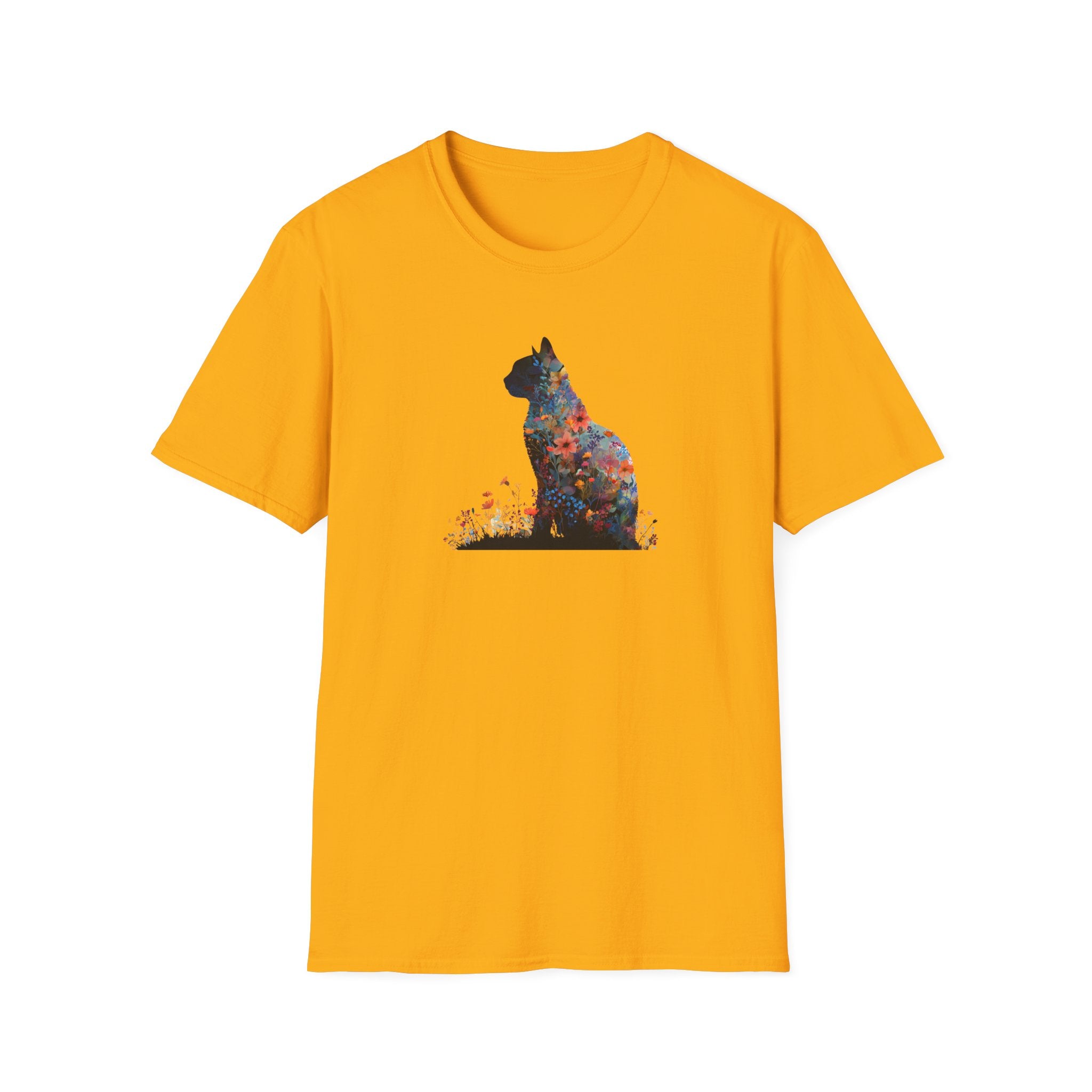 Unisex Softstyle T-Shirt, Floweral Cat