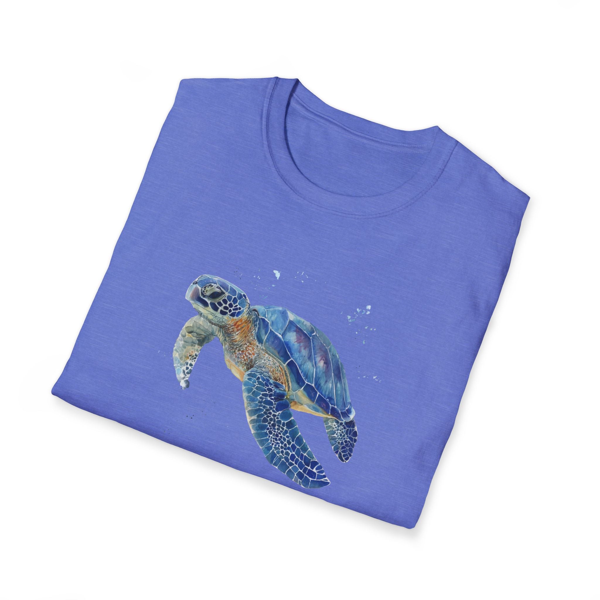 Unisex Softstyle ,T-Shirt Water Color Sea Turtle