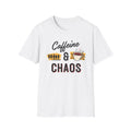 Unisex Softstyle T-Shirt, Caffeine and Chaos Shirt, Coffee Mom Tee, Funny Mom Life Shirt