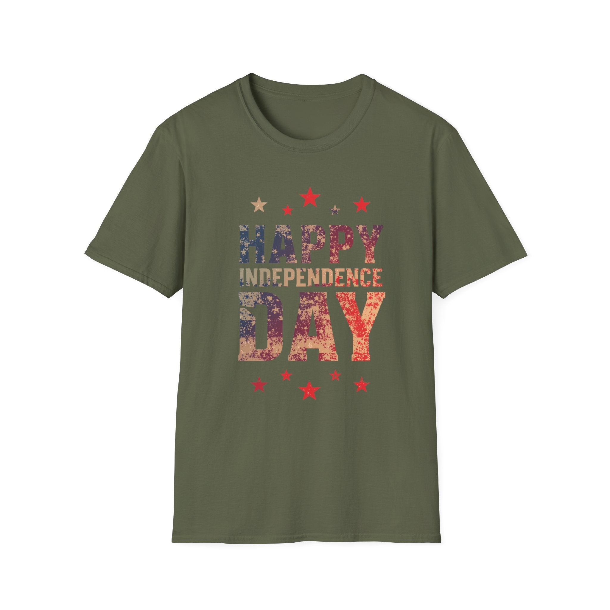 Unisex Softstyle T-Shirt, Happy Independence Day Minimal Shirt, Modern Patriotic Tee, Simple USA Shirt