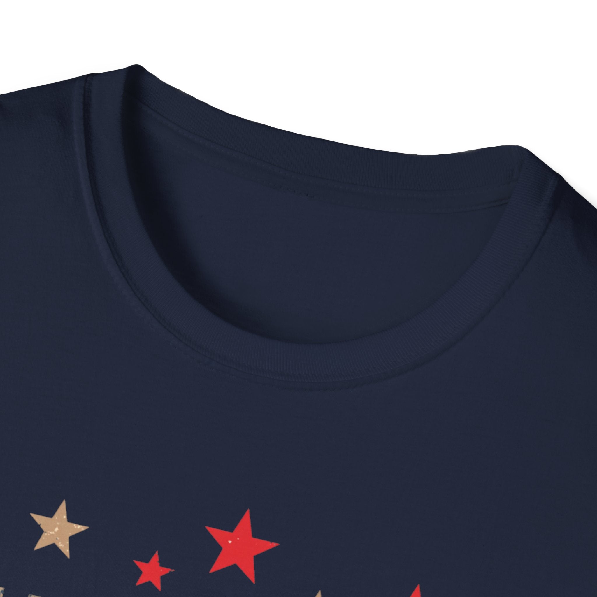 Unisex Softstyle T-Shirt, Happy Independence Day Minimal Shirt, Modern Patriotic Tee, Simple USA Shirt