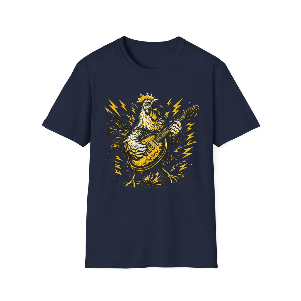 Unisex Softstyle T-Shirt, rooster playing guitar