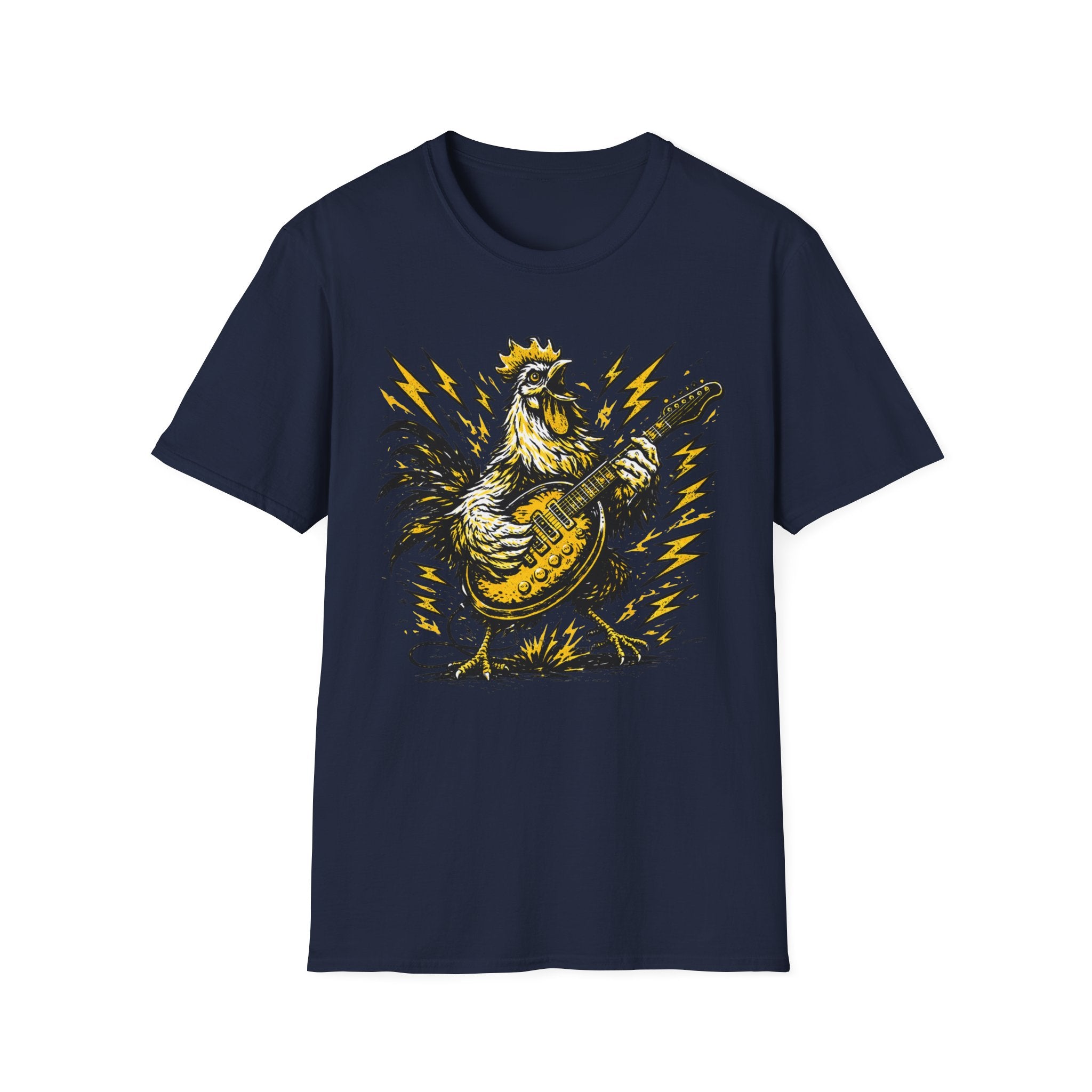 Unisex Softstyle T-Shirt, rooster playing guitar