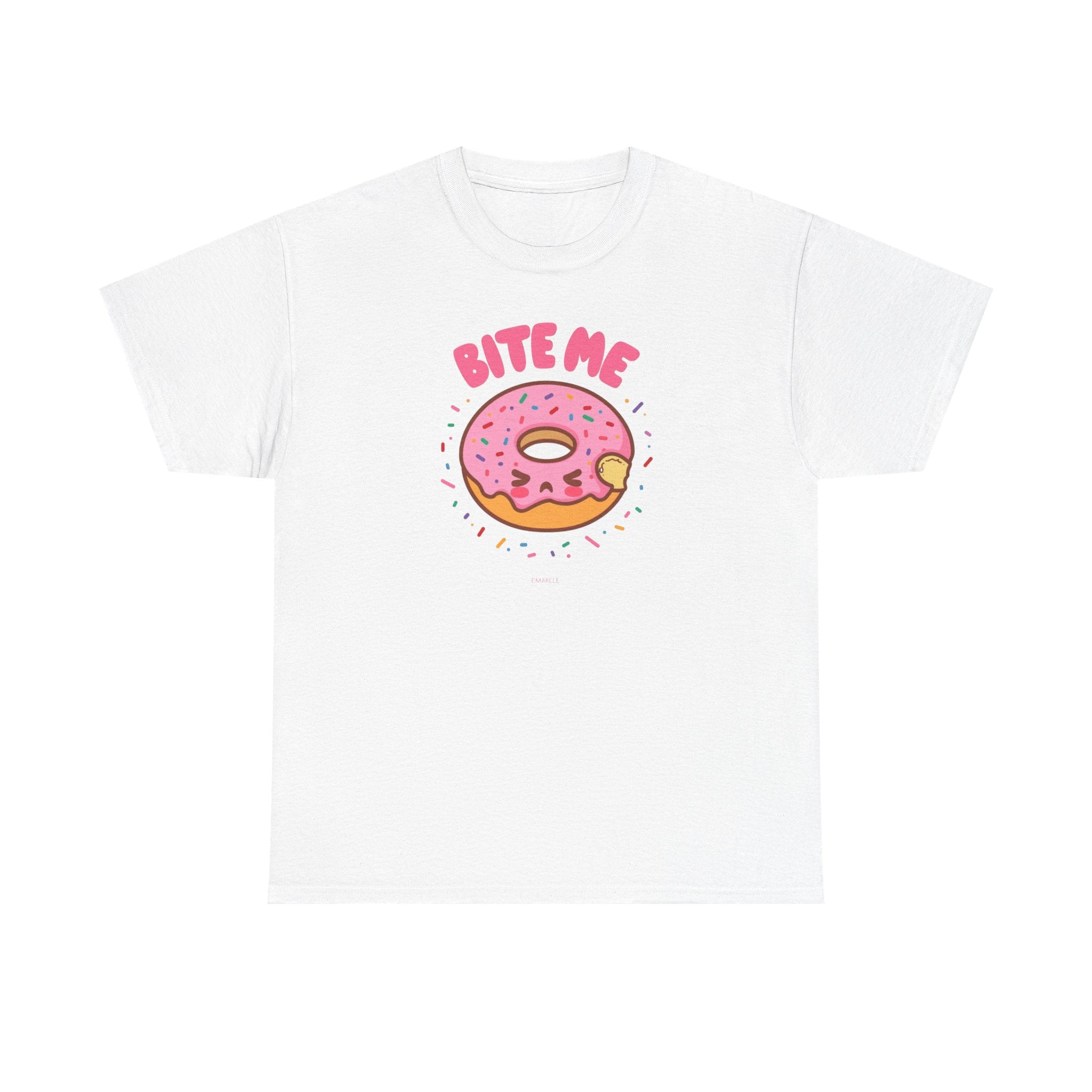 Unisex Heavy Cotton Tee,Bite Me Donut Shirt, Funny Food Tee, Cute Kawaii Donut T-Shirt, Sweet Humor Shirt, Bakery Lover Gift