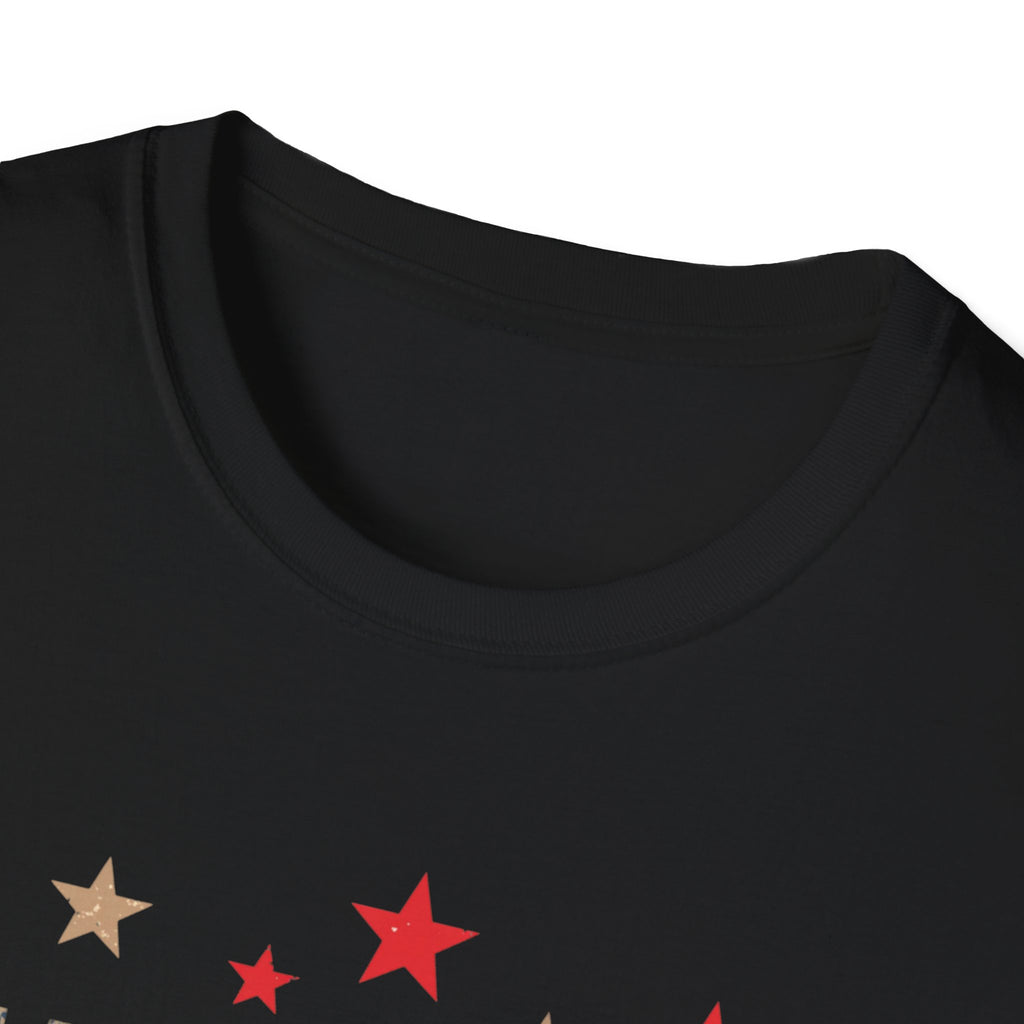 Unisex Softstyle T-Shirt, Happy Independence Day Minimal Shirt, Modern Patriotic Tee, Simple USA Shirt
