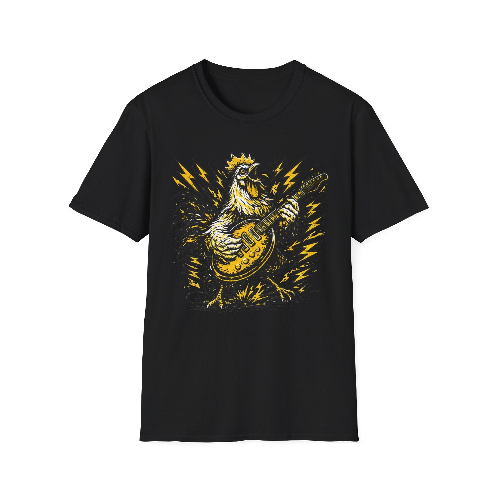 Unisex Softstyle T-Shirt, rooster playing guitar