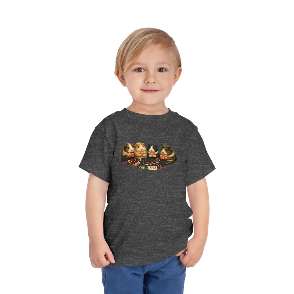 Toddler Short Sleeve Tee,Guinea Pig Meme Shirt, Animals Playing Cards Graphic Tee Funny Pet Lover Shirt, Guinea Pigs Playing Poker Design