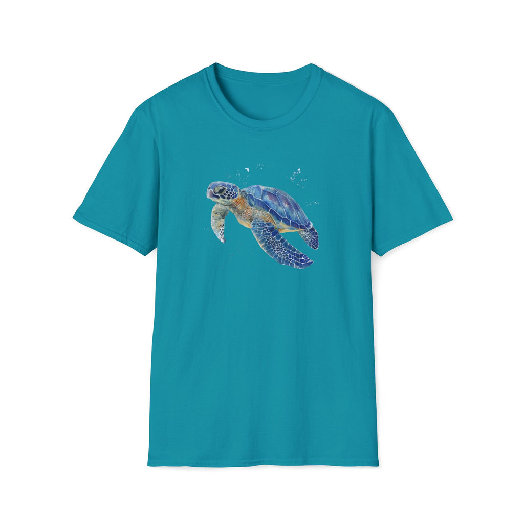 Unisex Softstyle ,T-Shirt Water Color Sea Turtle