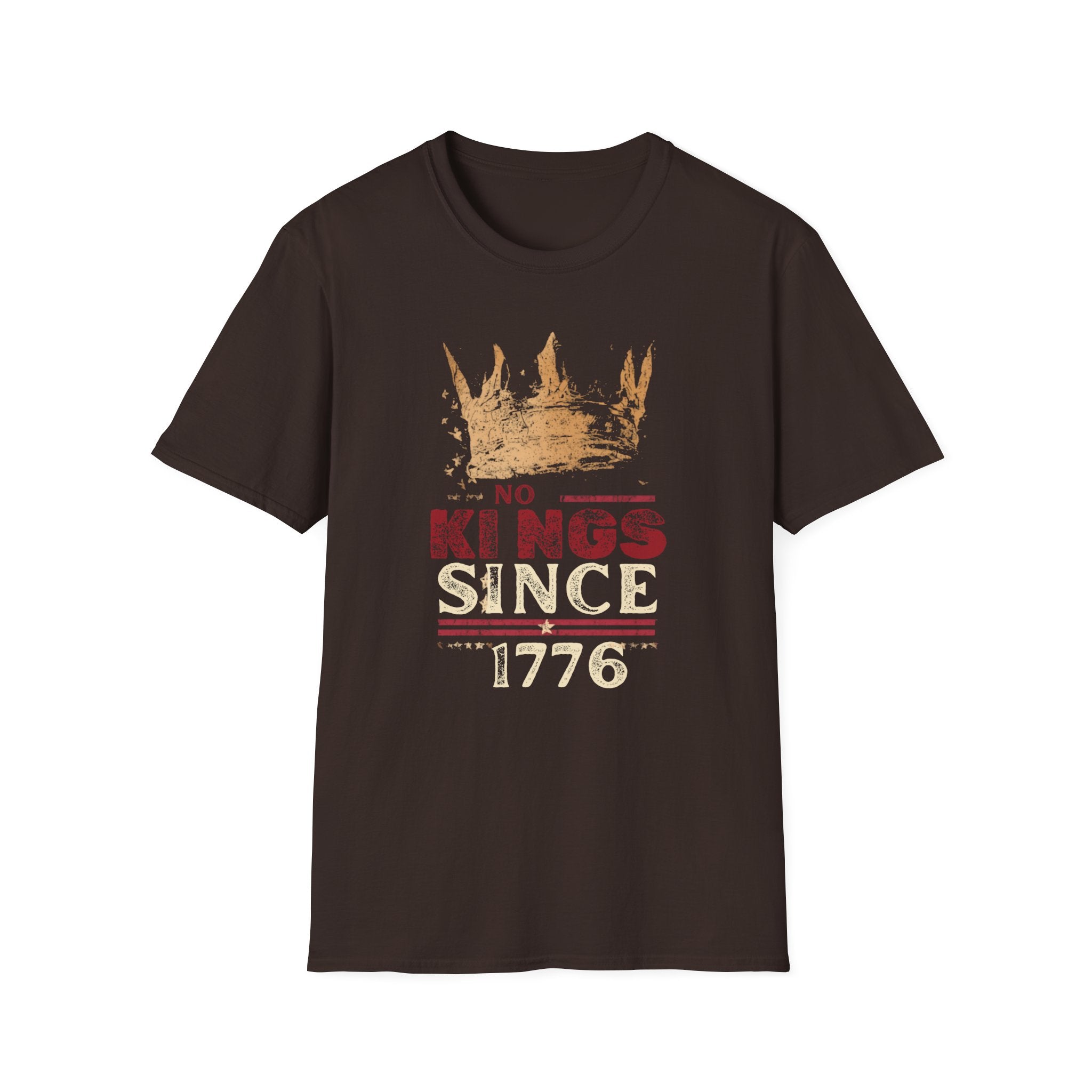 Unisex Softstyle T-Shirt, No King Since 1776 Shirt, Patriotic Anti King Tee, 1776 America Shirt, Freedom Not Monarchy Shirt, USA Flag Vintage Tee
