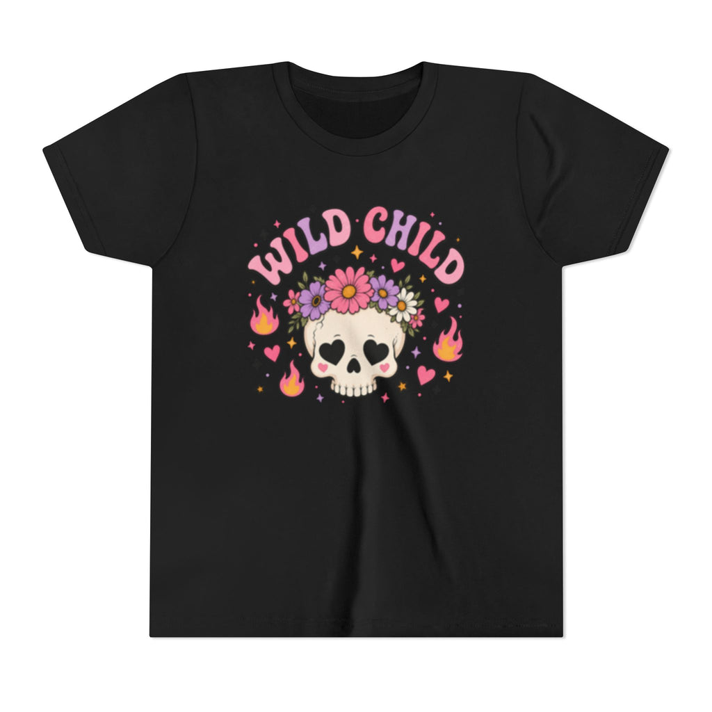 Youth Short Sleeve Tee, wild child skull