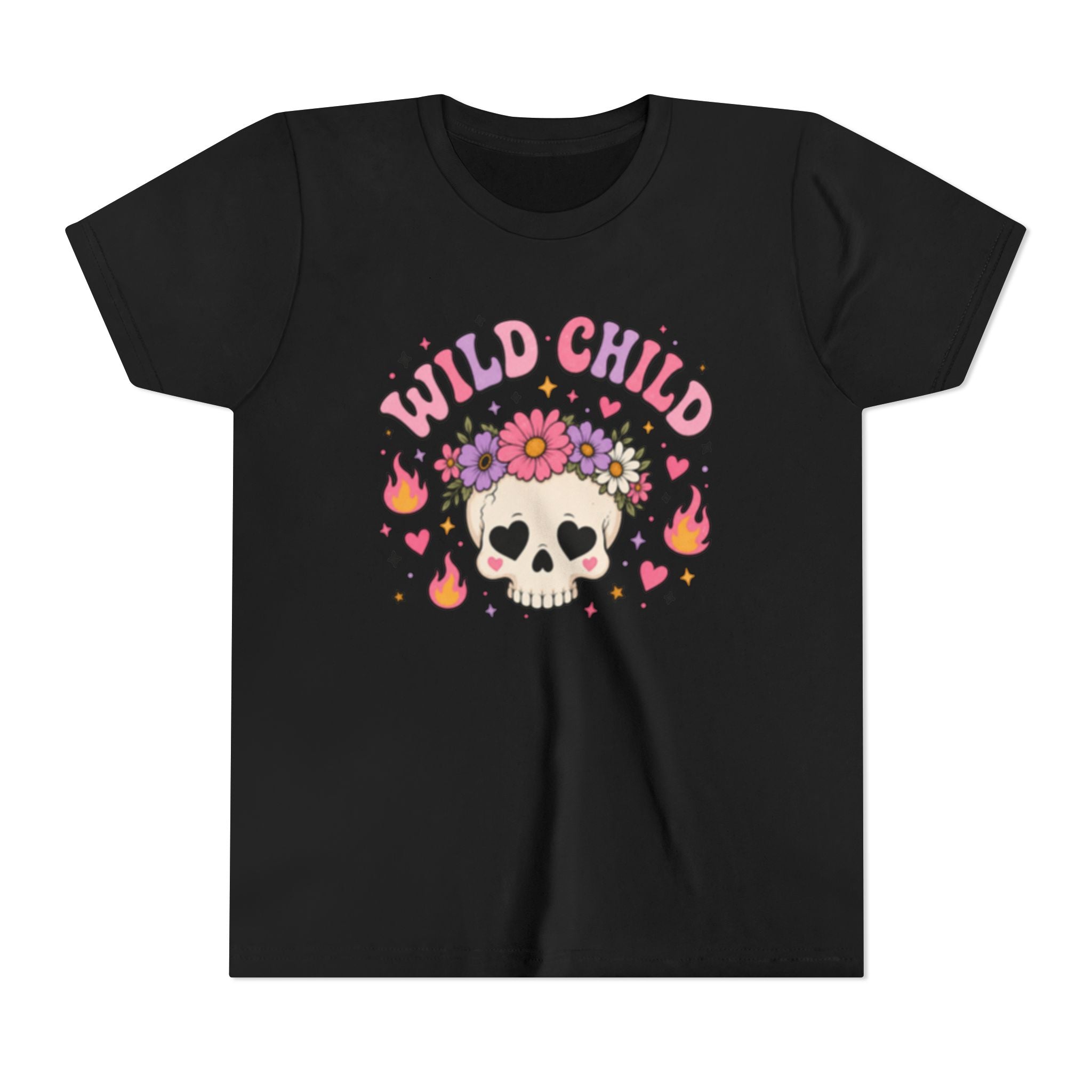 Youth Short Sleeve Tee, wild child skull