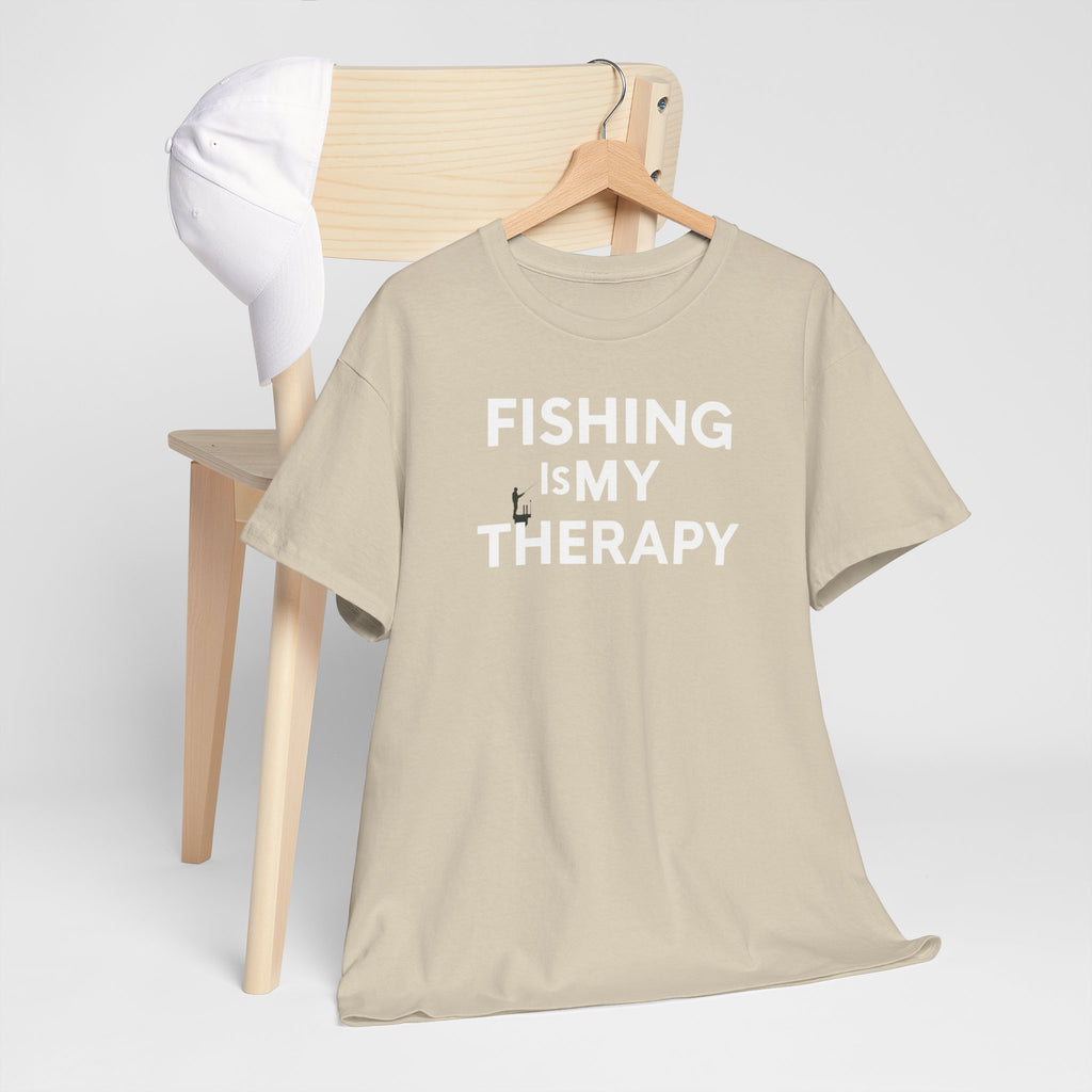 Unisex Heavy Cotton Tee, fishing is my  therapy