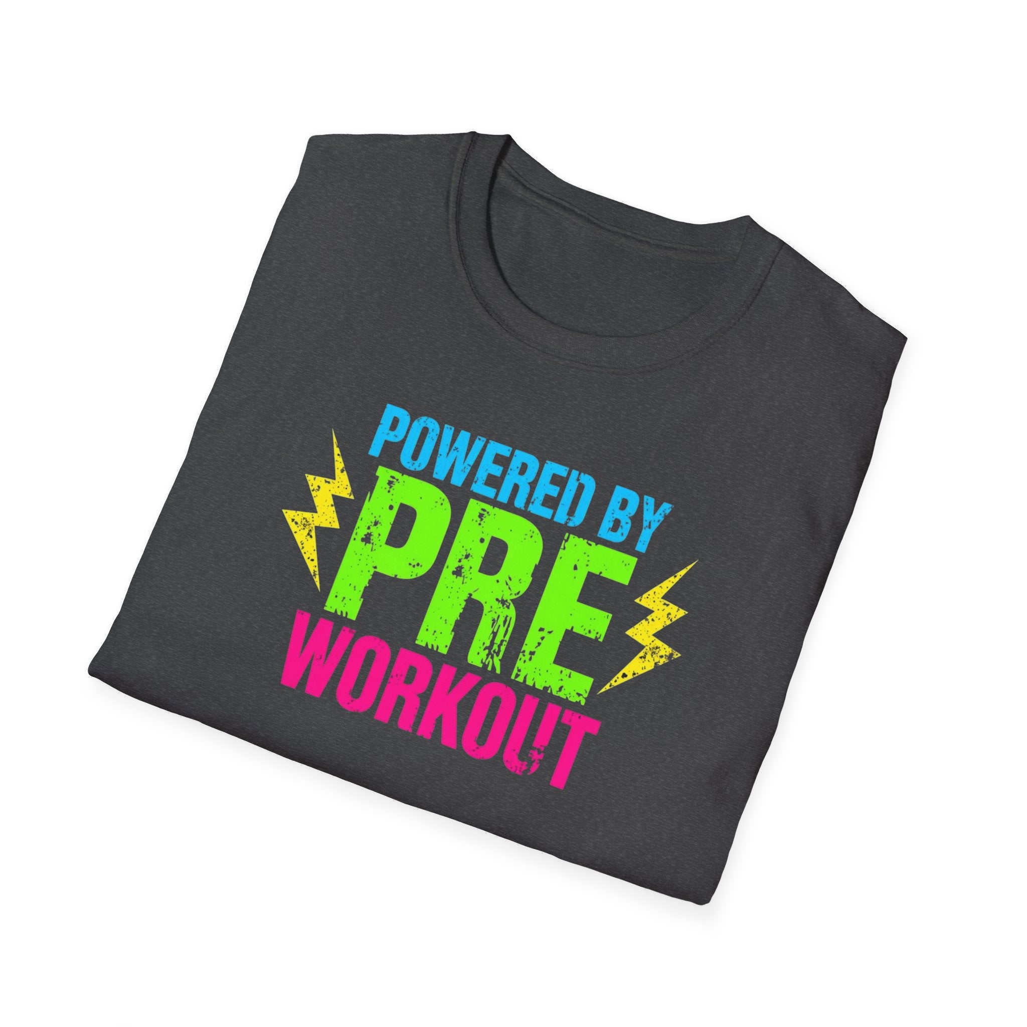 Unisex Softstyle T-Shirt,Powered By Pre Workout Shirt, Gym Motivation Tee, Fitness Lover Shirt, Bodybuilding Shirt, Comfort Colors Gym Tee