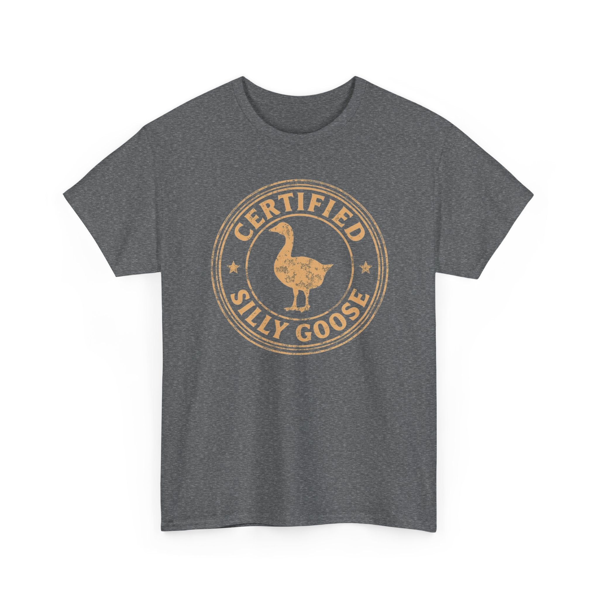 Unisex Heavy Cotton Tee, Certified Silly Goose Shirt, Funny Badge Tee, Goose Humor Shirt, Retro Stamp Design Shirt, Gift Idea