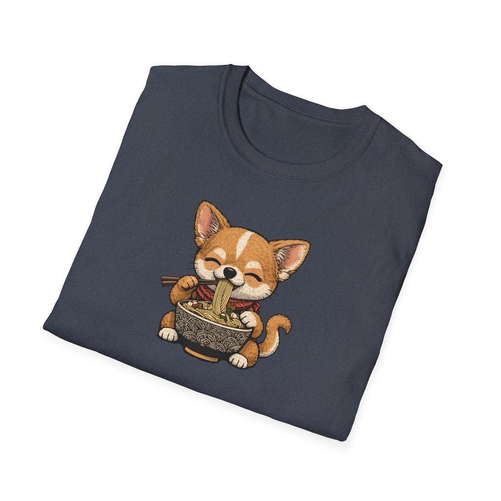 Unisex Softstyle T-Shirt, ramen eating dog