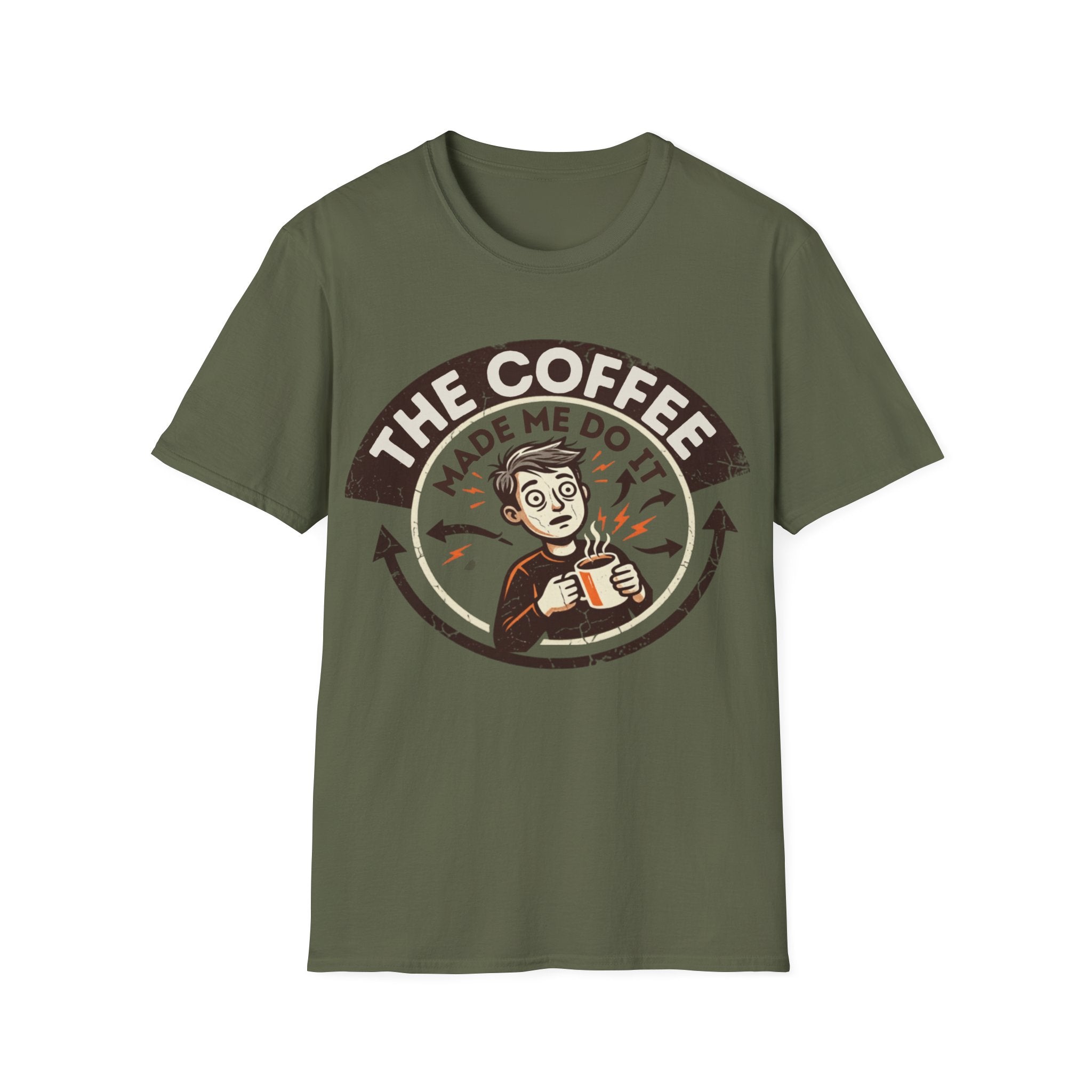 Unisex Softstyle T-Shirt, coffee made me do pun