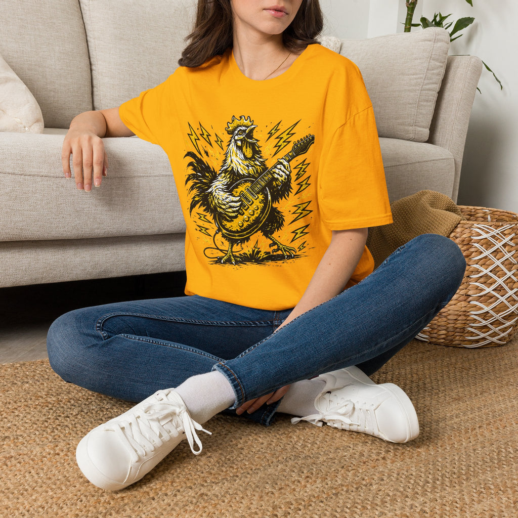Unisex Softstyle T-Shirt, rooster playing guitar