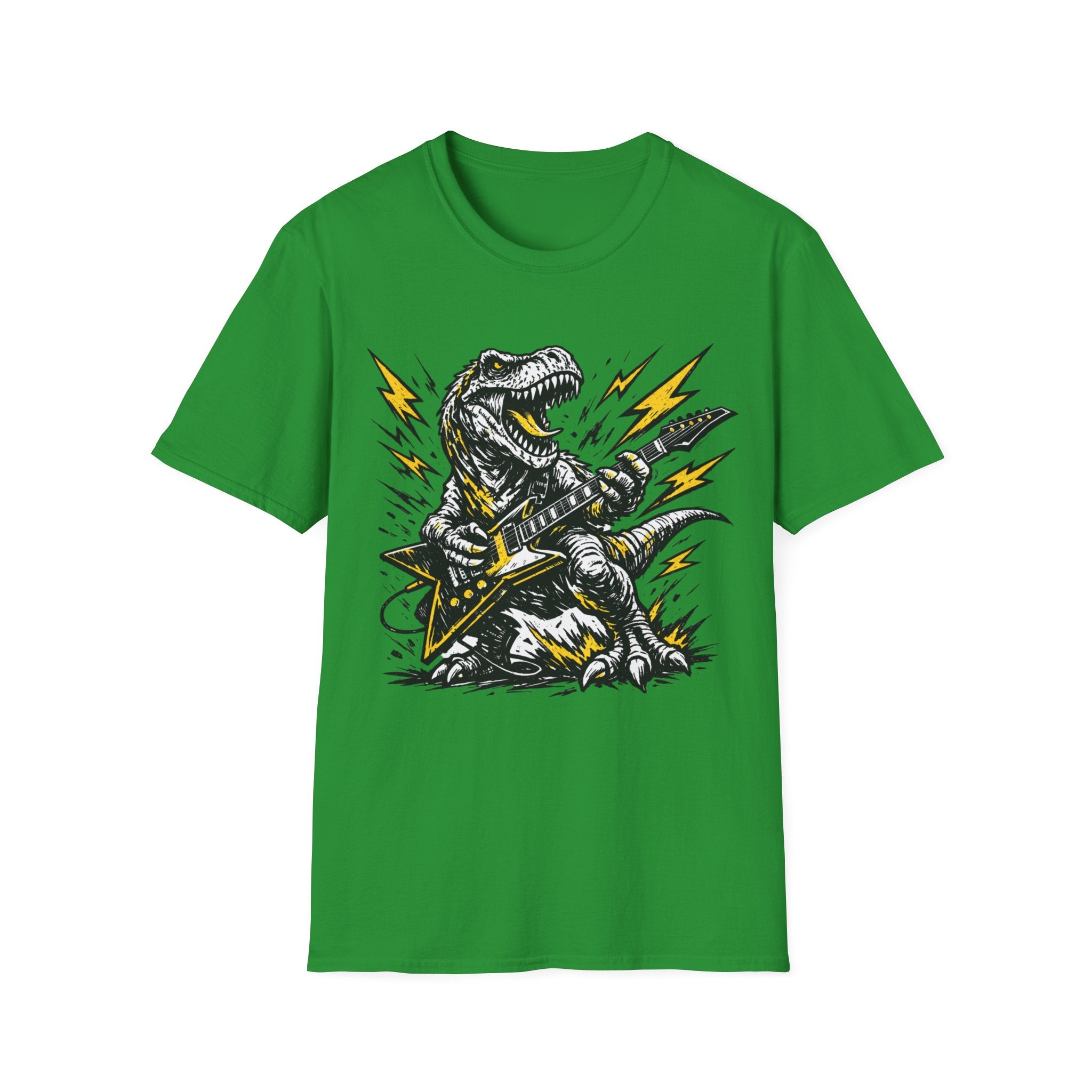 Unisex Softstyle T-Shirt, t-rex playing guitar